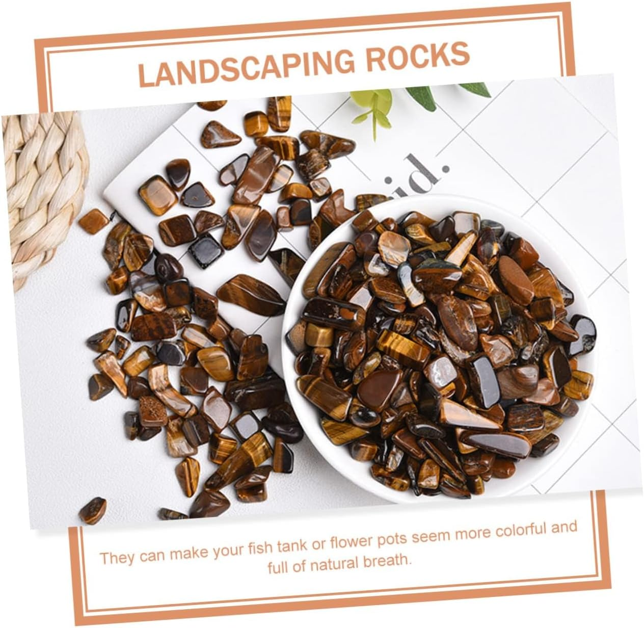 1 Set Yellow Tiger Eye Gravel, Non-Toxic Fish Tank Accessories Decorations, Plant Terrarium, Flower Pots Stones, Bulk Garden Pebble, Decorative Ornamental Pebbles,Aquarium Gravel, Chip Rock (Yellow) image number 3