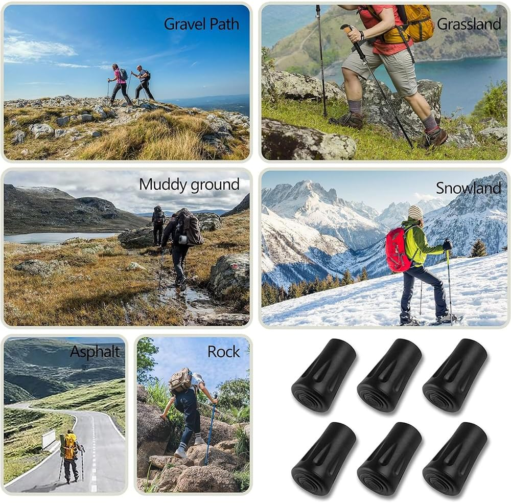 3 Different Sizes of Rubber Poles Walking Poles Rubber Tips Trekking Pole Tips,Replacement Feet Rubber Ends Caps Walking Stick Tips Hiking Pole Tips Replacement Cover Anti-Slip Wear-Resistant.(12Pcs) image number 4
