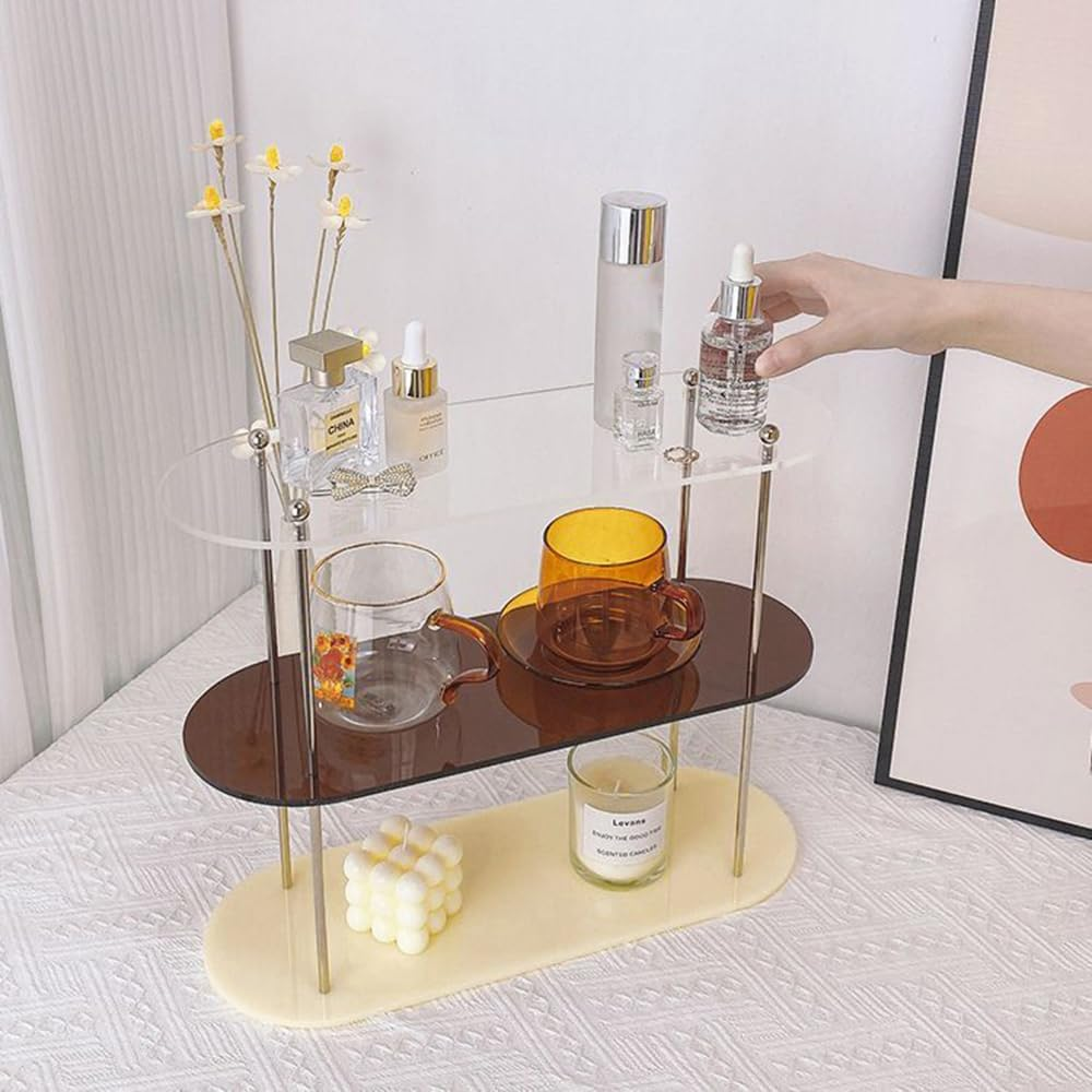 Hbluefat Bathroom Counter Tray, 3 Tier Perfume Stand Skin Care Holder Vanity Cosmetic Organizer Skincare Countertop Make up Organizers for Dresser (Mixed Color) image number 2