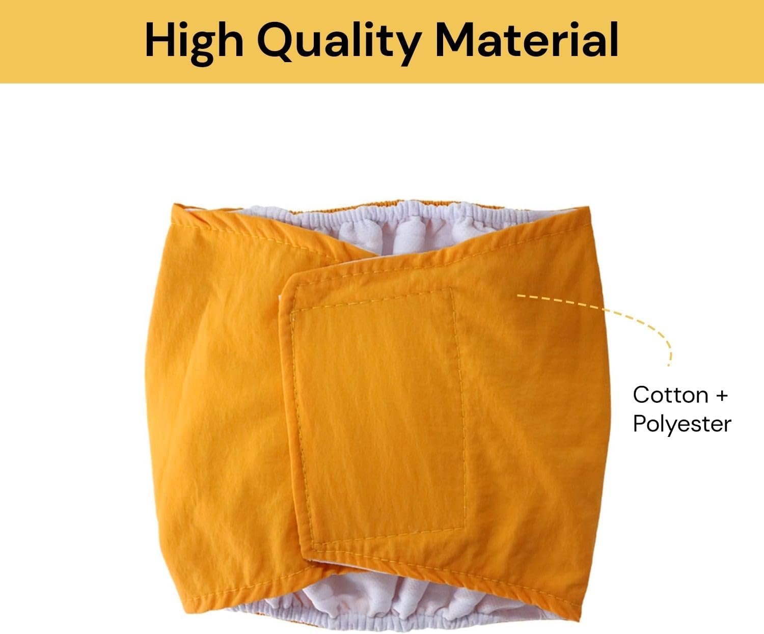 EZONEDEAL Washable Male Dog Belly Band, Washable Male Dog Belly Wrap, Dog Diapers, Leakproof Reusable Puppy Diapers, High Absorbing Belly Bands Pee Wrap for Puppy & Doggy (Yellow, L, 1, Count) image number 6