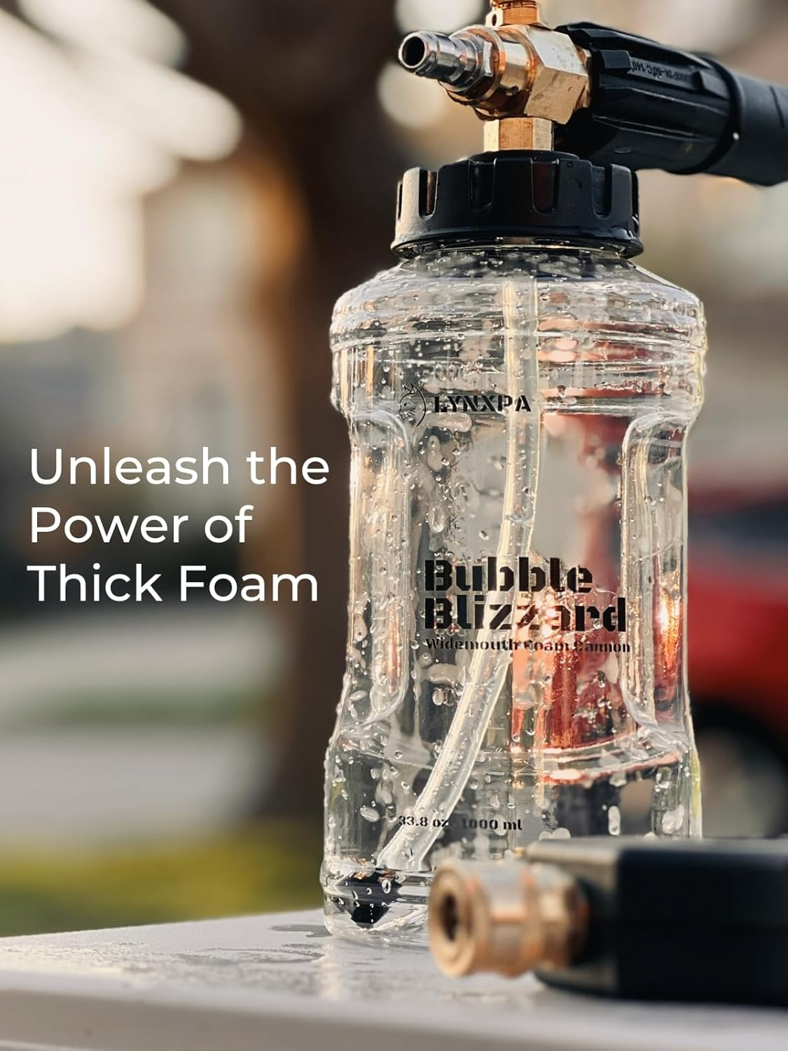 LYNXPA Bubble Blizzard Premium Foam Cannon for Pressure Wahsers, Wide-Mouth Crystal Clear Design, Fully Recyclable Bottle, 1/4 Inch QC, 3300 PSI, Ideal for Car, Boat, and Home Wash image number 6