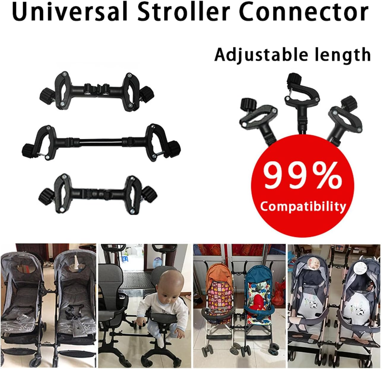 Baby Stroller Connectors, Turn 2 Strollers into an Instant Tandem Stroller, Fits Most Baby Strollers image number 6