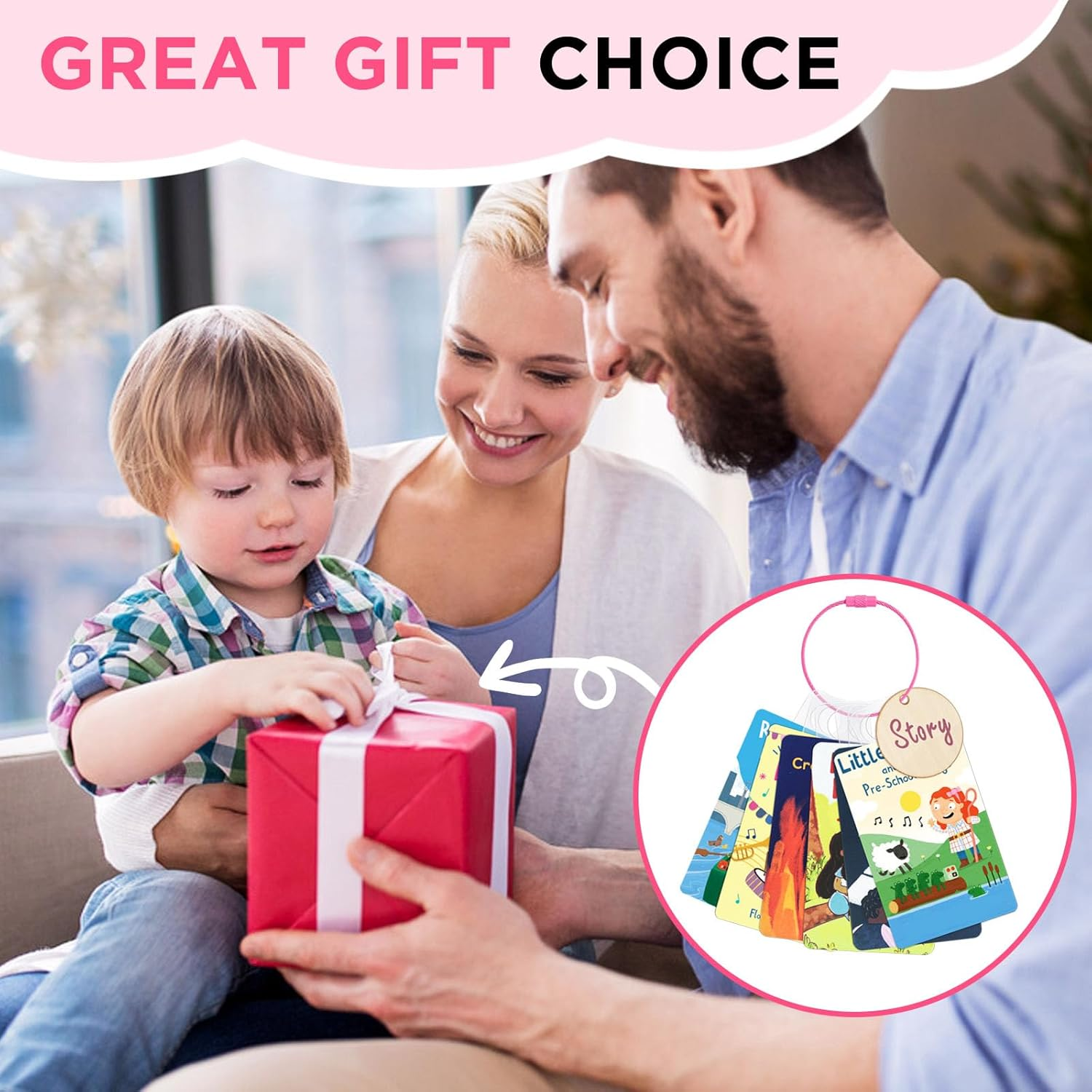 Collecthall Card Holder for Yoto Cards, 200 PCS Adhesive Tabs with 10 Removable Rings, 6 Blank Wood Labels, Portable Card Holder Organizer Storage Case for Travel image number 1