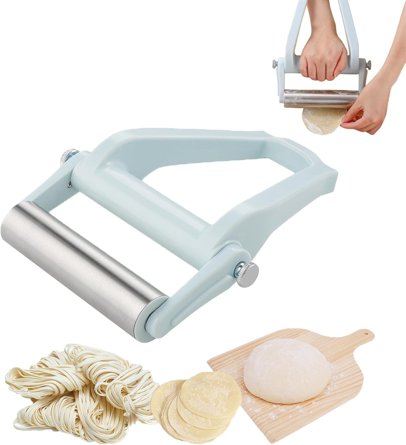 Rolling Pin Stainless Steel - Rolling Pin for Ravioli Dumplings, Work Saving Dough Sticks for Rolling Out, Adjustable Angle Rolling Pin, Kitchen Baking Accessories for Christmas image number 5