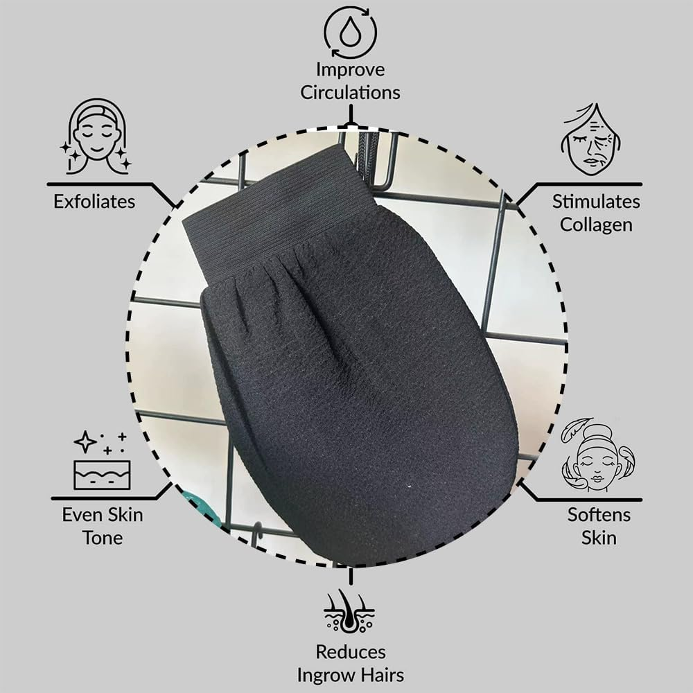 2 Pcs Exfoliating Glove - Body Scrubber Mitt for Dead Skin Removal, for Women & Men,For Bathing,Self Tanning image number 6