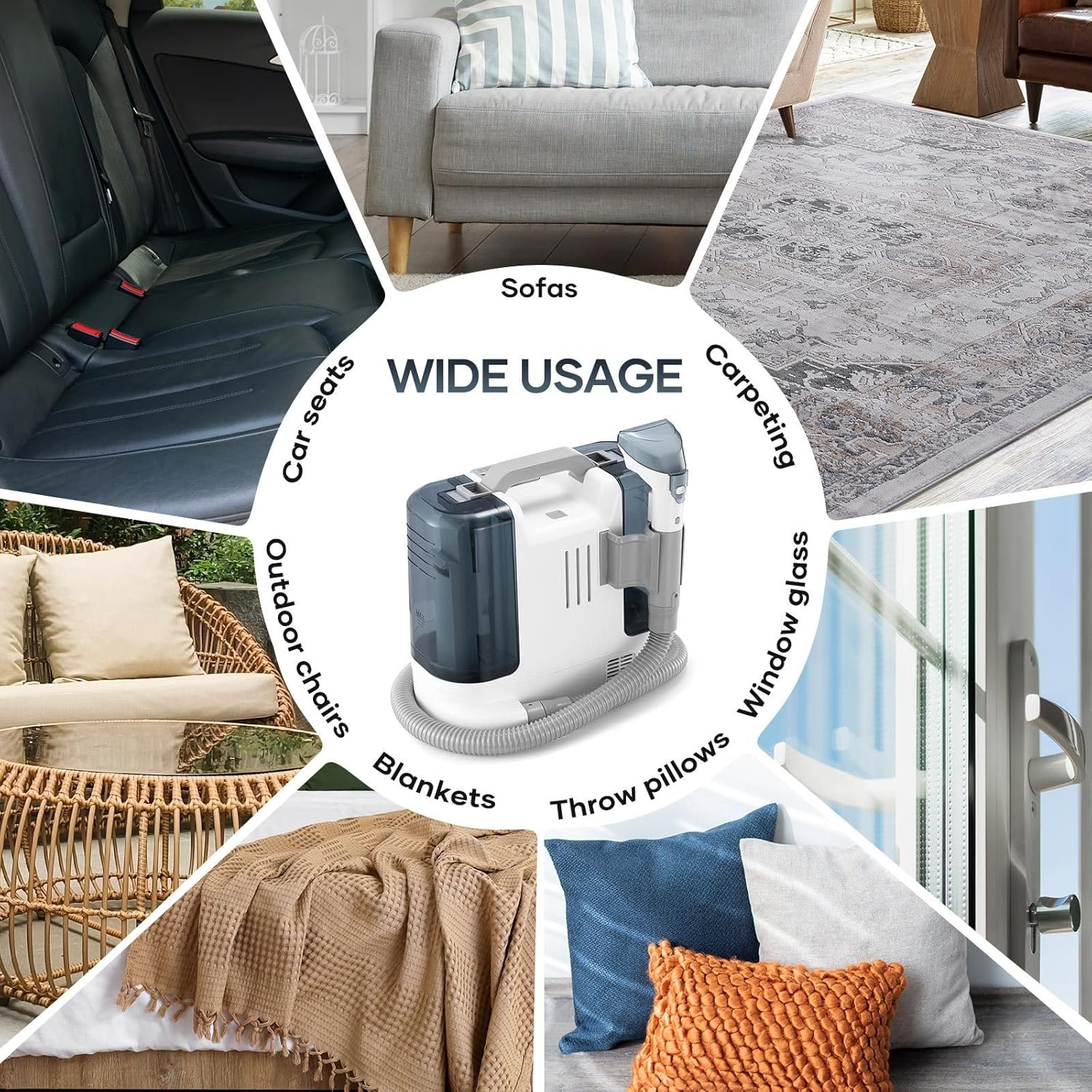 MAXKON Carpet Upholstery Cleaner Spot Vacuum Fabric Sofa Rug Stain Remover Mattress Car Seat Pet Stain Curtain Cleaning Machine 2 Tanks image number 2