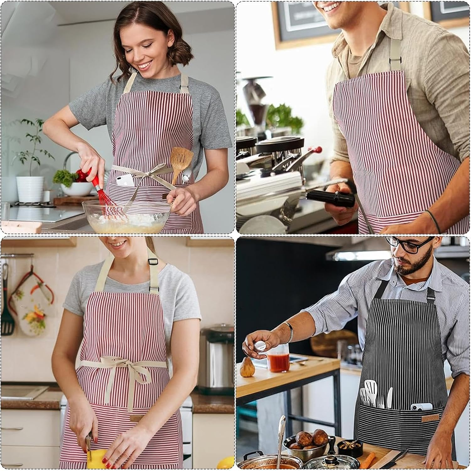 Sihuitu Adjustable Apron Unisex Apron with Pocket Cooking Kitchen Chef Aprons for Women Men Home Kitchen Butchers BBQ Restaurant - Grey image number 5