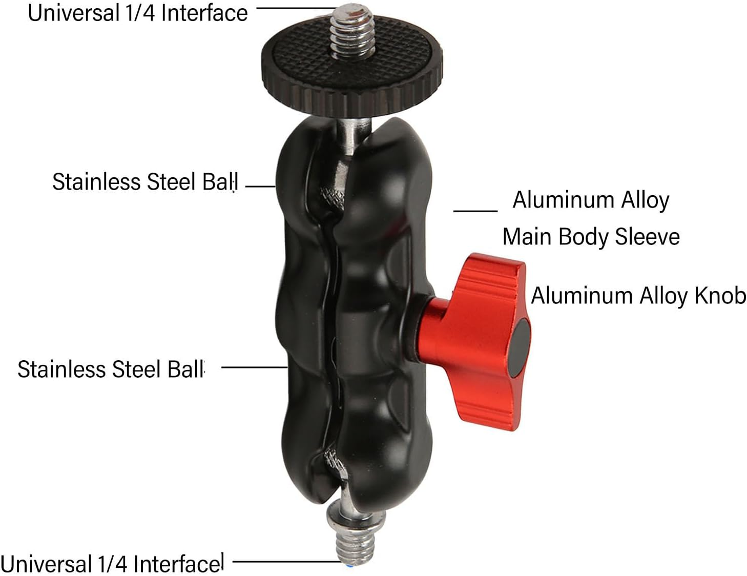 Suction Cup Camera Car Mount, Camera Suction Mount with Dual Ball Articulating Arm, 1/4 Screw Hole, 360&deg; Horizontal Adjustment and Rotation, for Action Cameras, Digital SLR Cameras image number 1