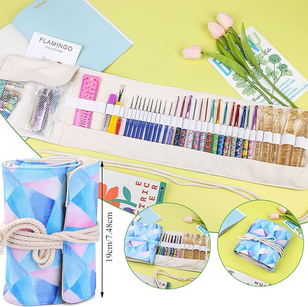 Zlulary 116 PCS Crochet Hooks Sets, Ergonomic Crochet Hooks Kits with Storage Bag and Crochet Needle Accessories, DIY Crochet Needles Kit for Beginners and Experienced Crochet Hook Lovers