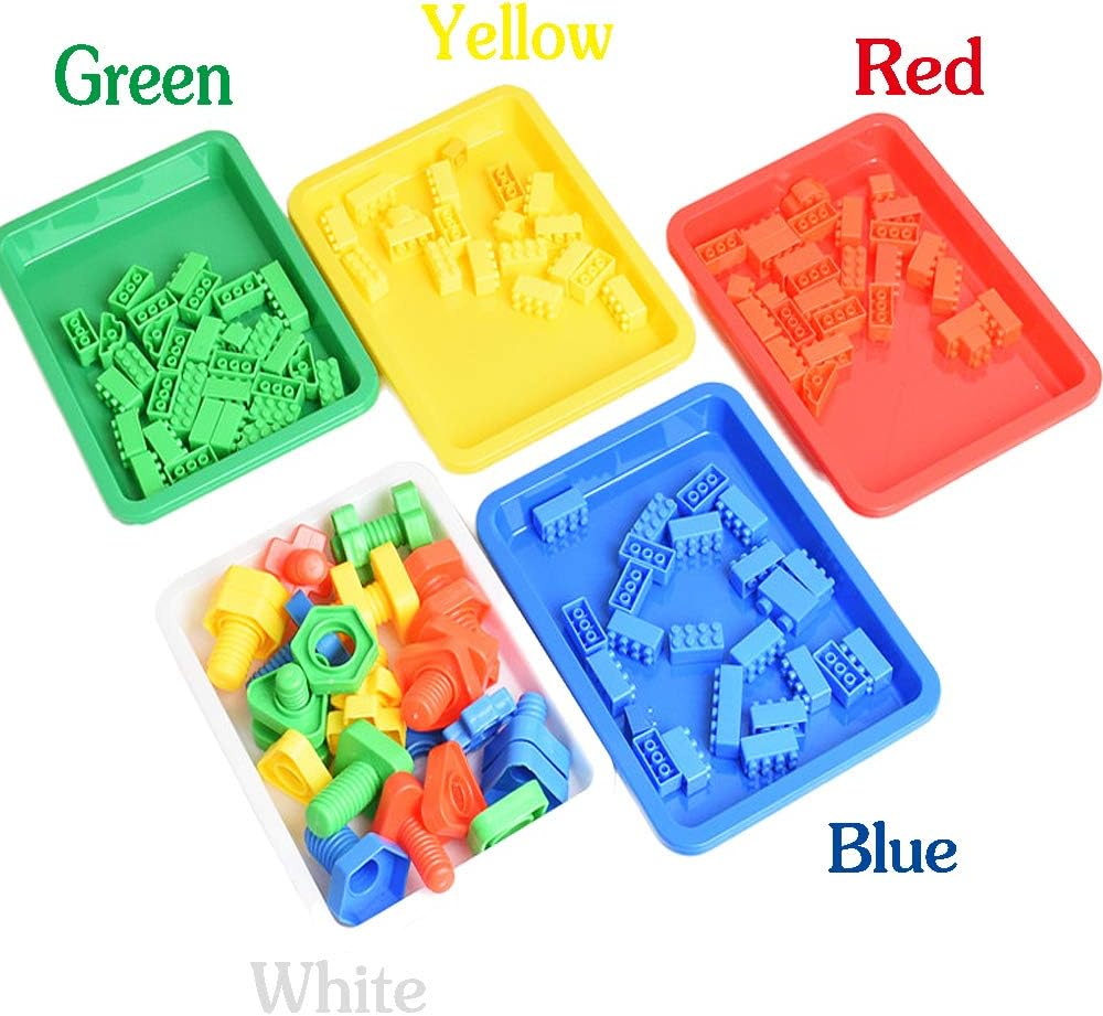 OJYUDD 10 PCS Multicolor Plastic Art Trays, Rectangular Nesting, 5 Colors (Green, Blue, Red, Yellow, White), Polypropylene (PP), Perfect for Art, Crafts, Organizing - White image number 3