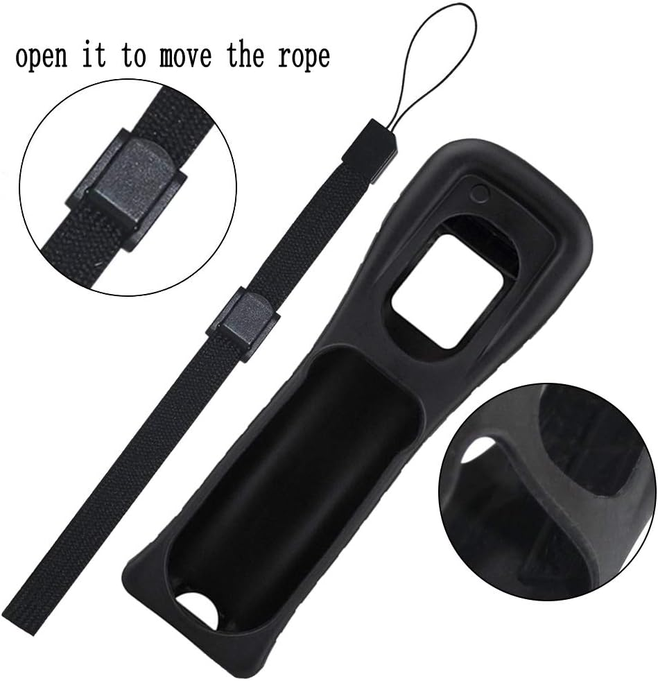 Lactivx Wii Silicone Case Cover with Wrist Strap for Nintendo Wii Remote Controlle Black 2 Packs image number 4
