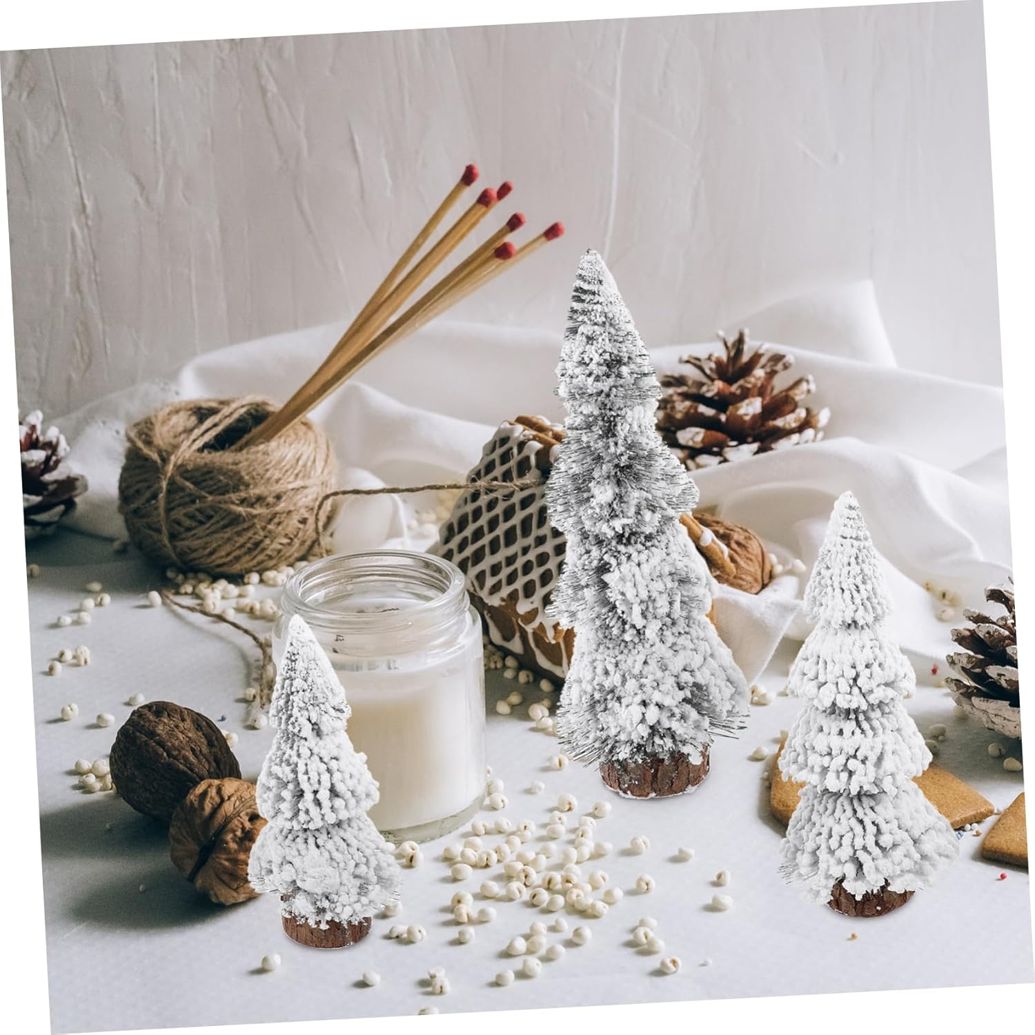 3Pcs Desktop Christmas Tree Ornaments Miniature Pine Trees for Tabletop Artificial Xmas as Home Holiday Decor for Christmas Ornaments and Party Decor image number 3