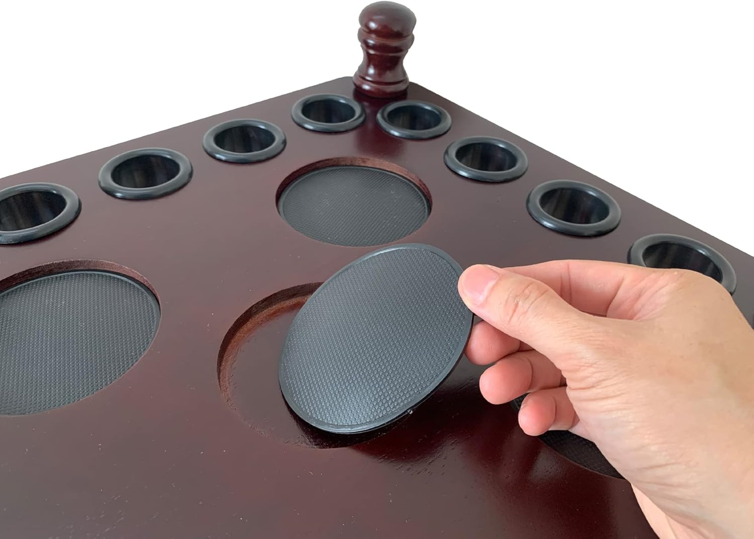 GACCO BILLIARDS Pool Cue Rack Hold up to 8 Sticks & Billiard Accessories. Floor Stand Pool Cue Stick Holder Made of 100% Solid Hardwood.(Traditional Mahogany)