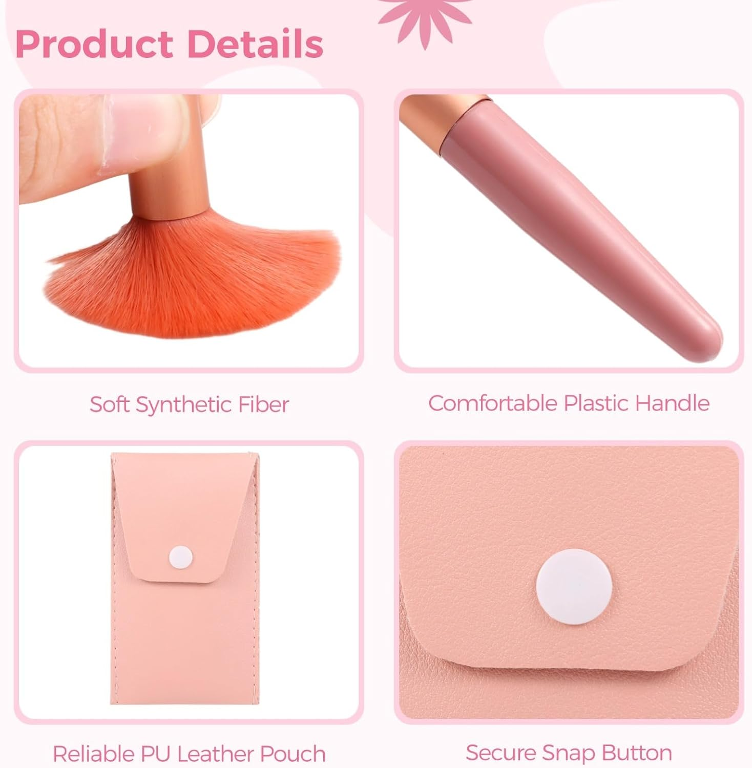 12 Sets Travel Makeup Brushes, Makeup Brush Bag with 8 Brushes, Bridesmaid Gift, Synthetic Fiber Makeup Brush, Foundation Blush Shadow Brush Set, Portable Makeup Brush Set for Weddings, Parties image number 3