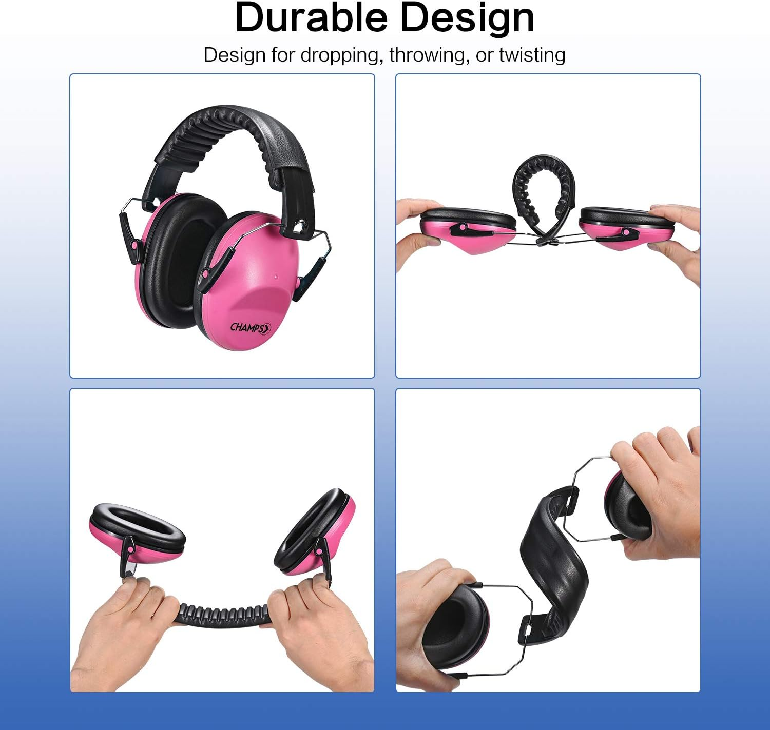 Kids Ear Muffs Champs Earmuff Noise Protection Reduction - Navy Blue image number 3