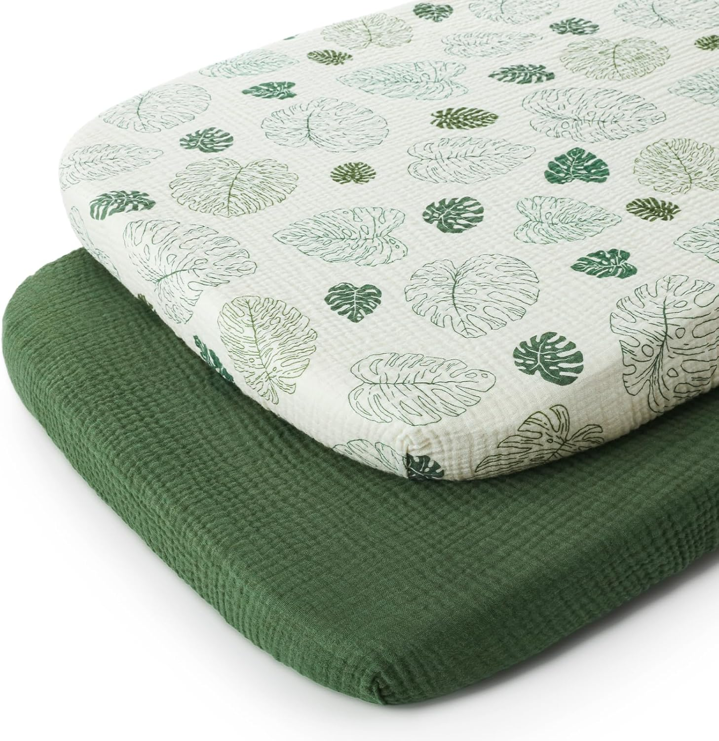 Blissful Diary Muslin Crib Sheets for Girls and Boys, 100% Cotton Boho Neutral Fitted Baby Sheet Standard Mattress & Toddler Bed (52''X28''), Soft Breathable 2 Pack (Sunshine&Brown)