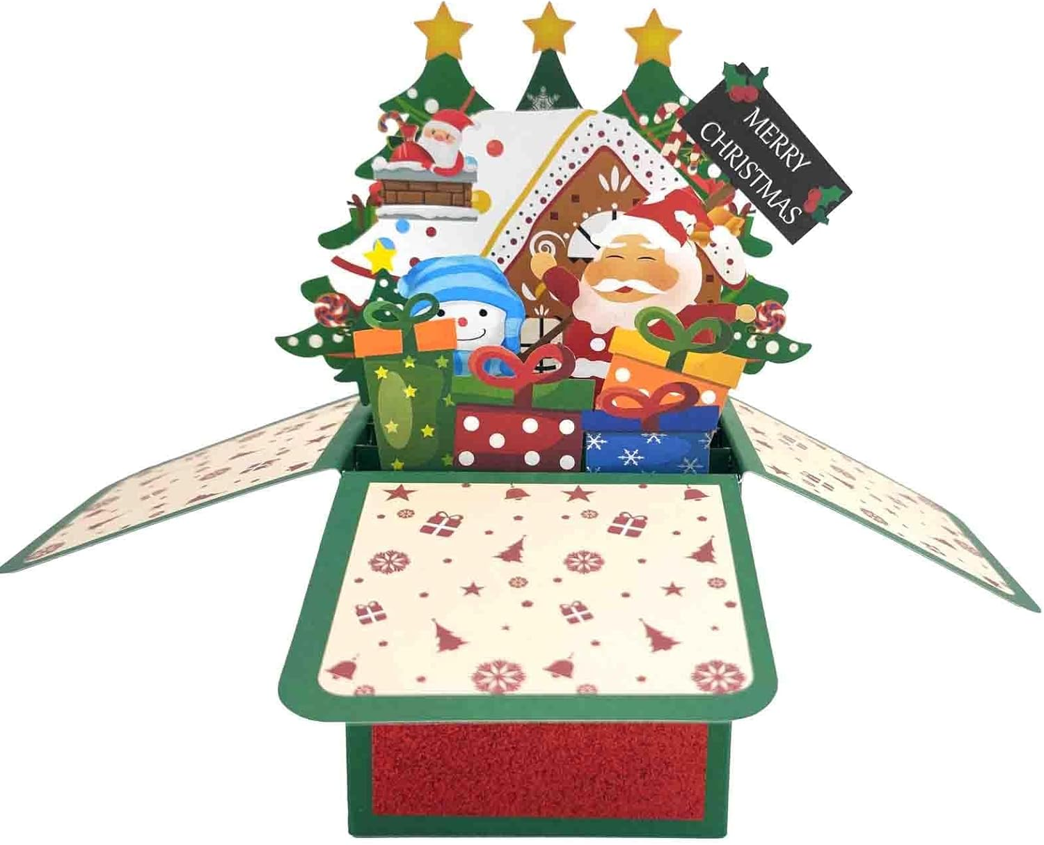 Veryufun Christmas Cards, 3D Pop up Christmas Cards Boxed with Envelope Pop up Greeting Cards Handmade Gifts for Holiday Xmas (Red) image number 4