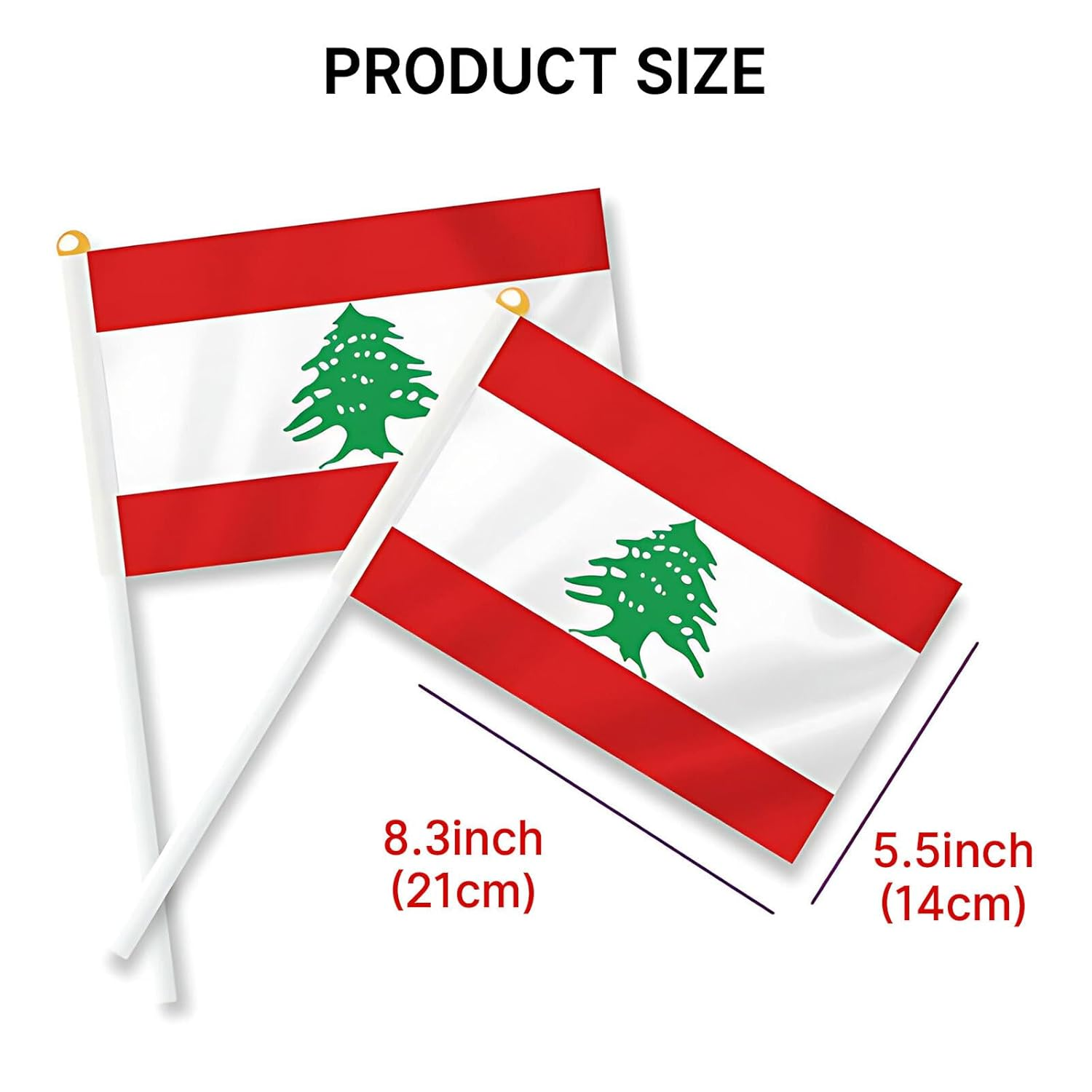Lyvixora ​10 PCS Lebanese Flag Handheld Mini Flags - Lebanon National Country Flags for Party Decorations Supplies (21Cmx14Cm) image number 4