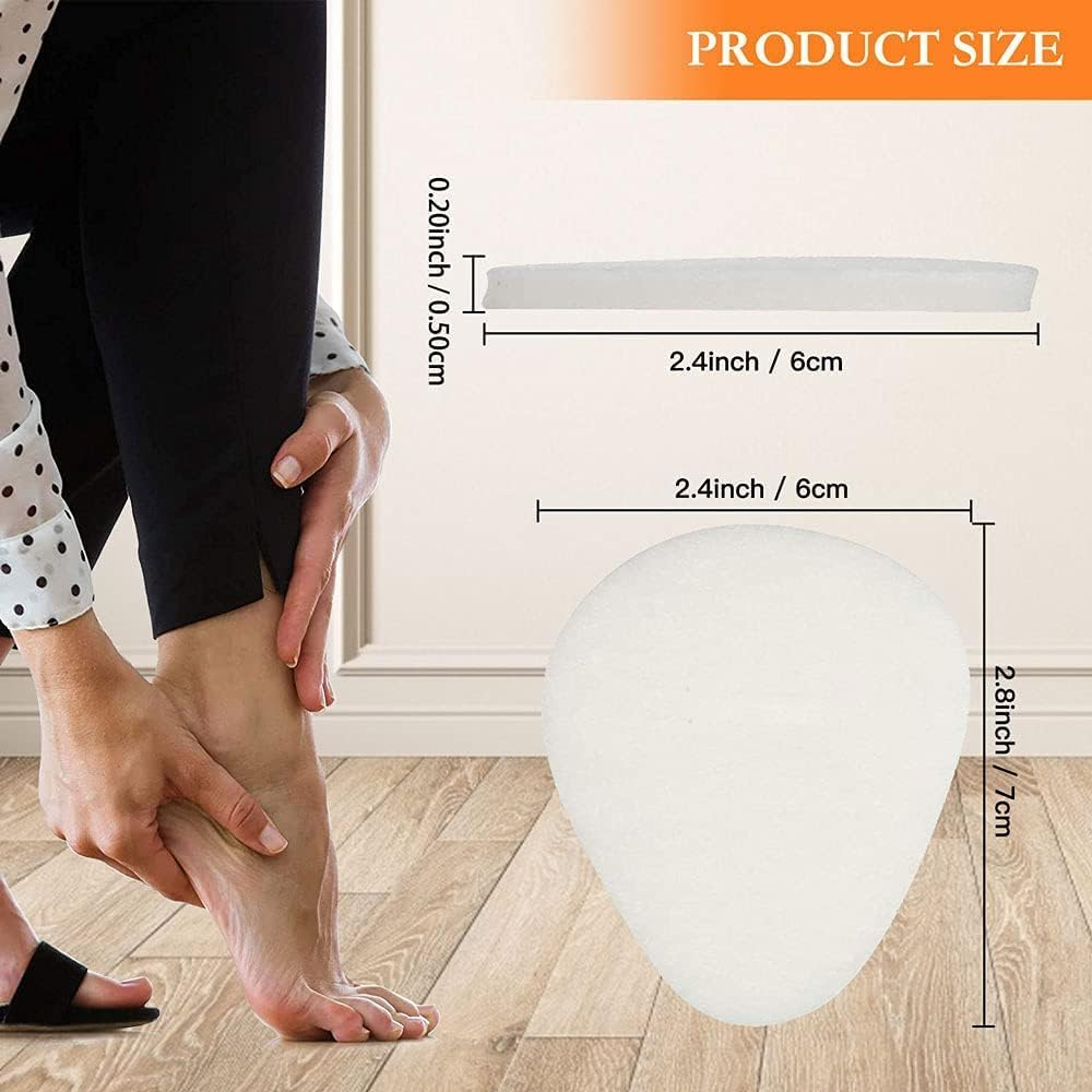 Foot Cushion Forefoot Support Pads Shoe Pads Foot Pads,12Pcs Felt Metatarsal Pads Metatarsal Foot Pads,Metatarsal Felt Feet Pads Insert Pads Foot Cushion Forefoot Support Adhesive Foam Foot Pads (White)