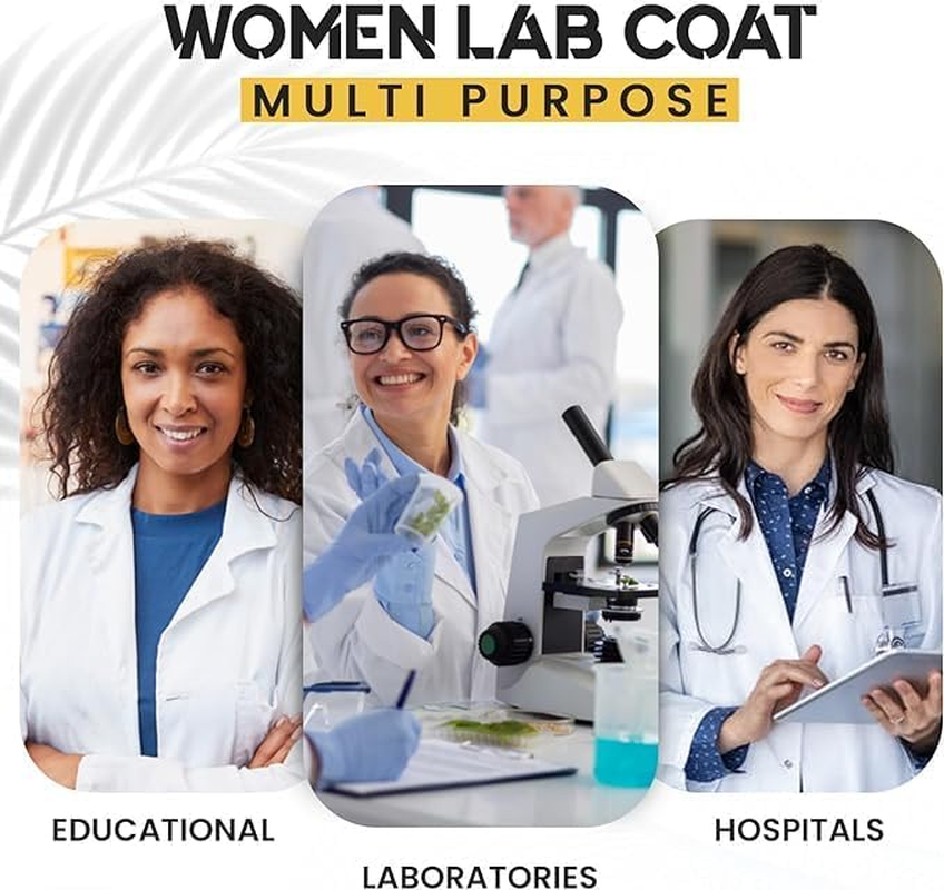 Women'S Doctor Lab Coat - Long Sleeve, Women'S and Men'S Doctor'S White Lab Coat Costume - 3/4 Length Lightweight Lab Coat, Halloween Doctor and Doctor Lab Costume Suitable for 155-170 Cm Ladies image number 6
