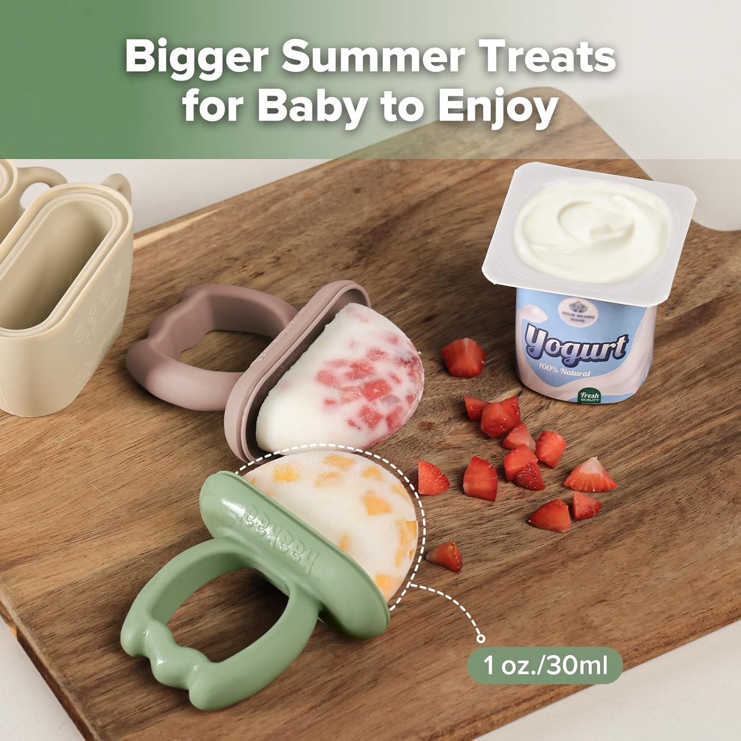 Haakaa Chilly Monster Popsicle Molds, Silicone Breastmilk Popsicle Molds for Baby Teething Relief, BPA Free Ice Pop Molds&Frozen Breast Milk Teether Popsicle Maker for Infant 6M+- Blush + Pea Green - Sky Blue image number 7