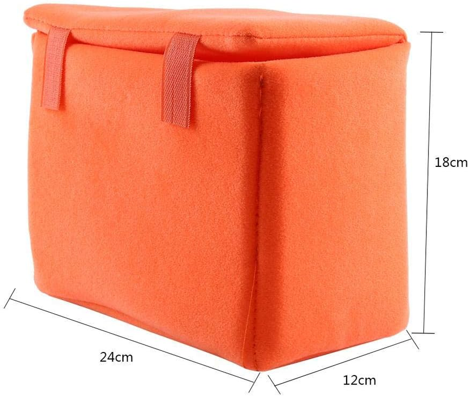 Bewinner Portable Camera Insert Bag, Orange, Velvet Liner, SLR DSLR Camera Case - Black image number 2