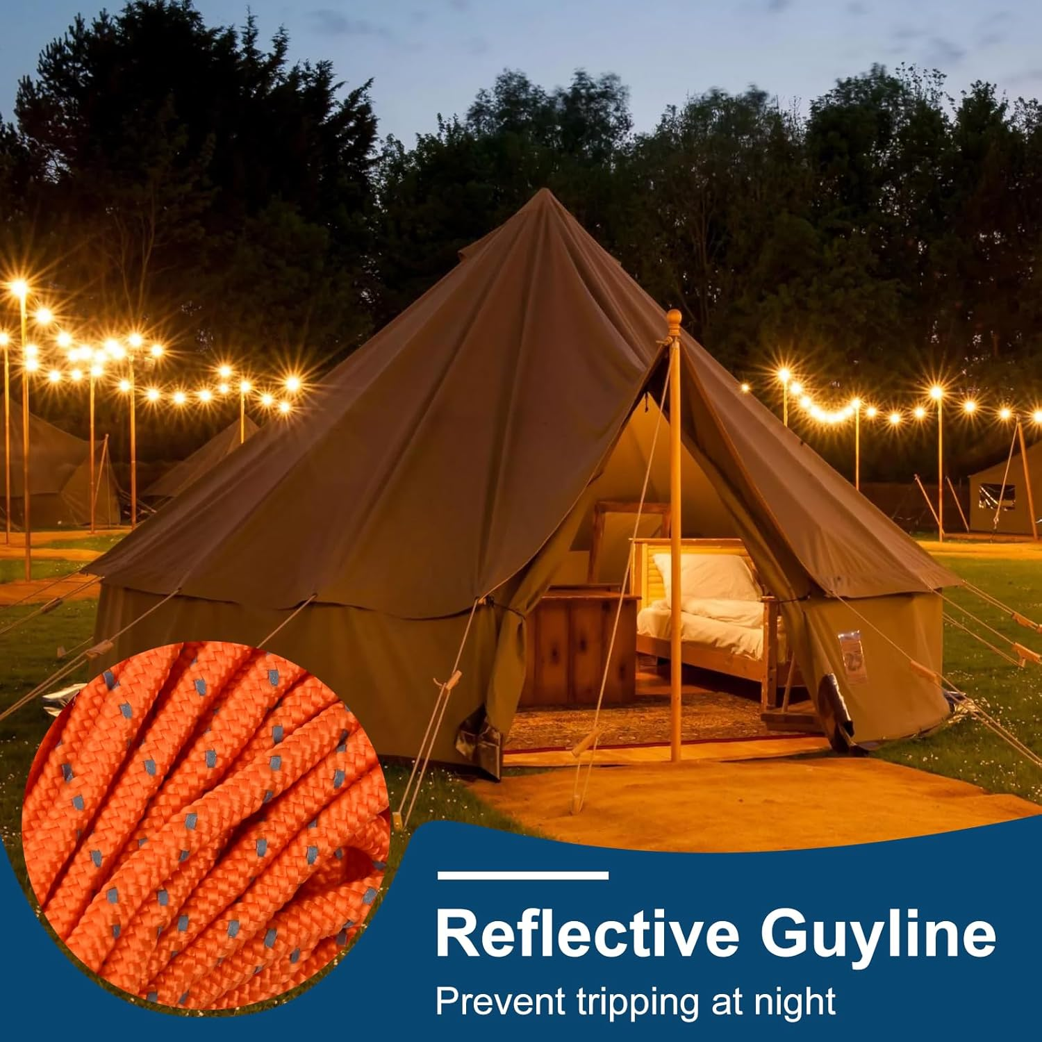 4PCS Reflective Tent Guy Ropes, 4Mm Tent Camping Cord with Pulley, 5M Heavy Duty Guide Rope with Aluminum Adjuster, Tent Guy Ropes Lines for Awning Outdoor Tent Tarp Gazebo Hiking (Black, 4Mm*5M)