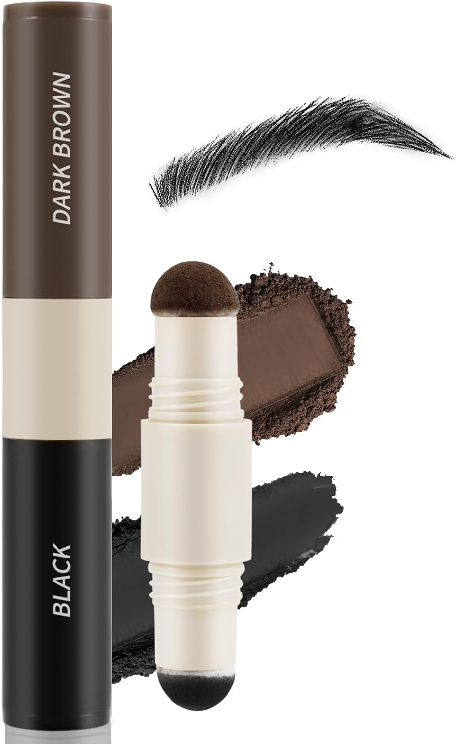 Boobeen Dual-Color Eyebrow Powder, One Step Eyebrow Stamp-Brow Powder & Hairline Powder, All-Day Wear Effortlessly, Waterproof & Smudge-Proof