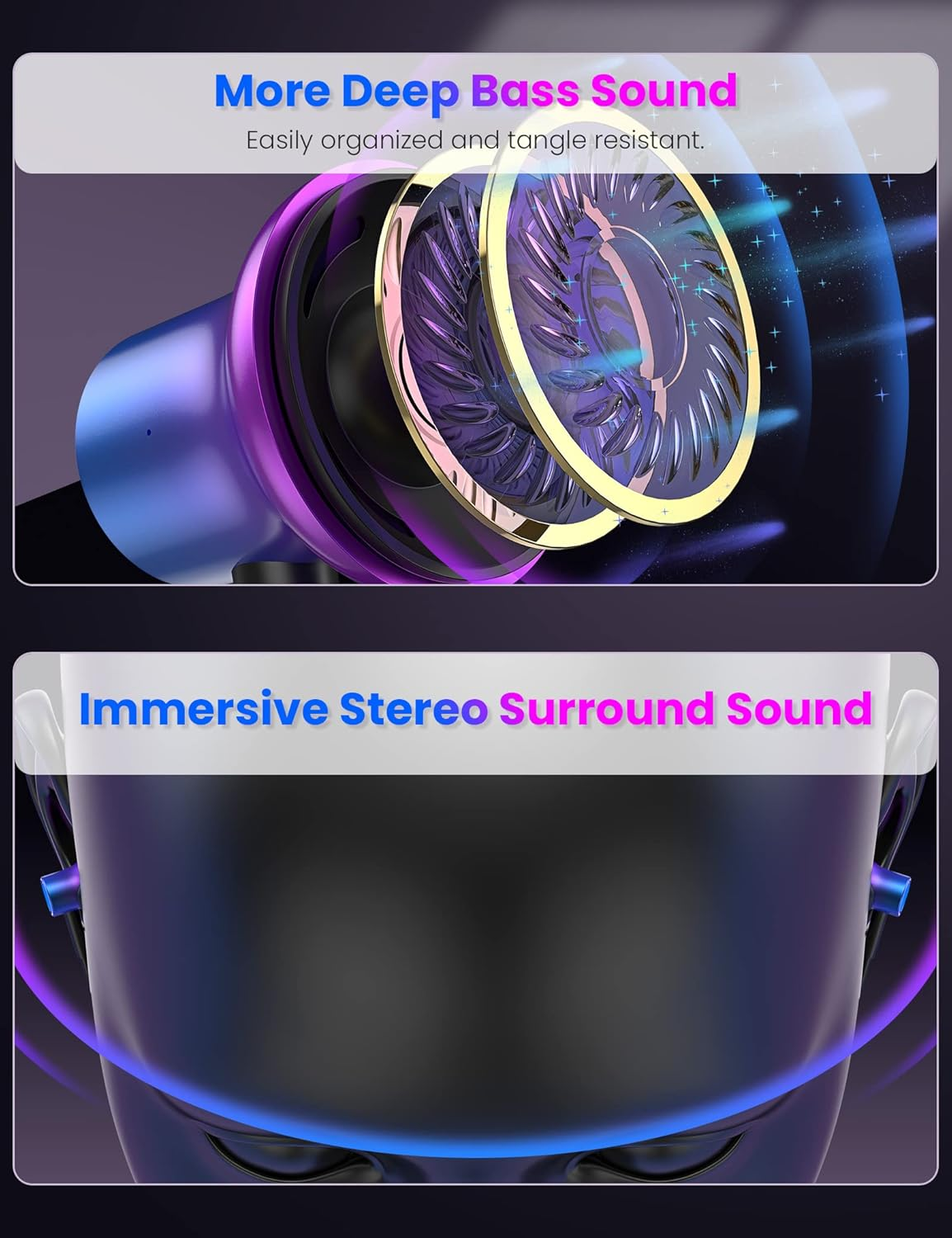 Imangoo 3.5Mm Wired Headphones Magnetic Hifi Stereo in Ear Corded Earbud with Microphone Volume Control Aux Earphones Electronics Airplane Headset for Ipod MP3 MP4 PC Laptop Computer Chromebook Purple