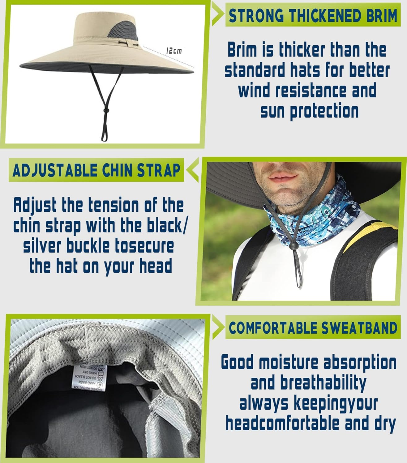 Extra Large Bucket Hat for Big Head, XXL Wide Brim Bucket Sun Hat Men/Women, Waterproof Boonie Hat for Fishing, Hiking, Camping, Smart Garden (Camo-Green) image number 5