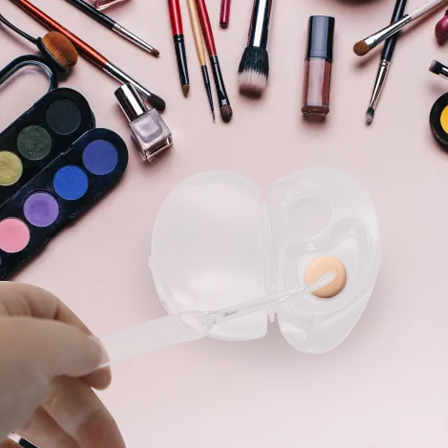 Makeup Palette, Foldable Acrylic Cosmetic Mixing Palette with Color Stick Tool for Mixing Foundation Y8FDYTSP