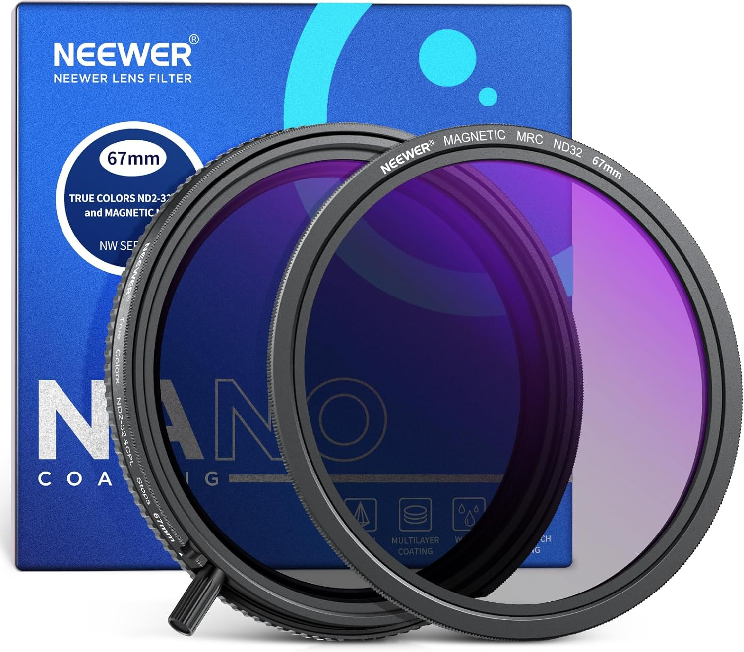 NEEWER True Colors 67Mm Variable ND2-32 & CPL with Magnetic ND32, Polarized ND Filter Set, 2In1 Adjustable One Rotatable Light Reduction Reflection Elimination No Color Shift No X Cross No Vignetting image number 4