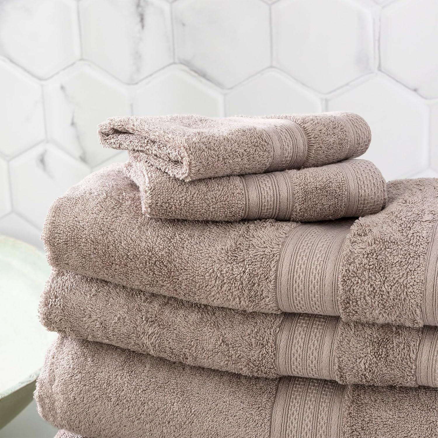 14Pc Renee Taylor Stella Bath Towel/Mat Set Soft Bamboo Cotton 650 GSM Pewter image number 4