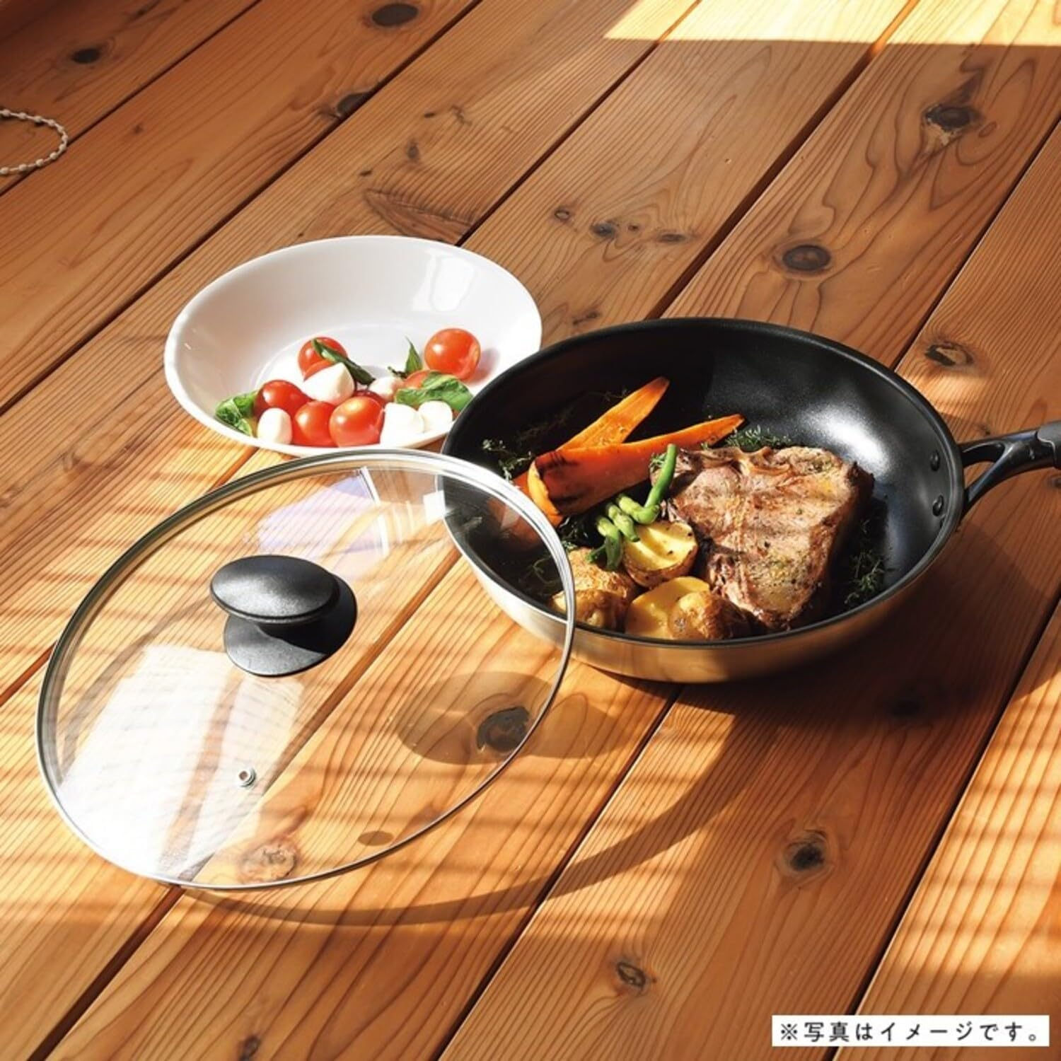 Pearl Metal Cook plus HC-256 Glass Lid, for 6.3 Inches (16 Cm), Full Physical Strengthening, with Steam Holes image number 2