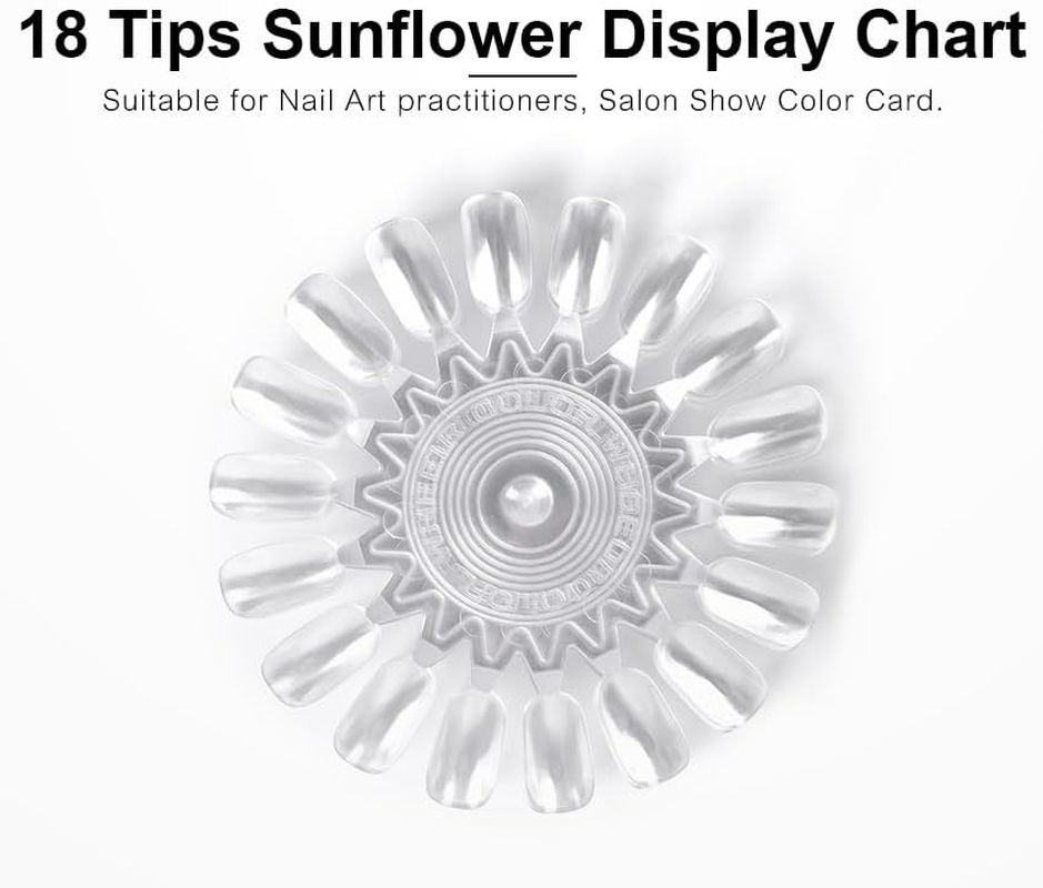 KADS 180Pcs False Nail Flower Wheel Nail Swatch Tips Nail Color Display Tips Gel Polish Acrylic Nail Sample Sticks Nail Art Practice Training Cards Nail Salon & Home Manicure Accessories - Fan Shaped image number 5