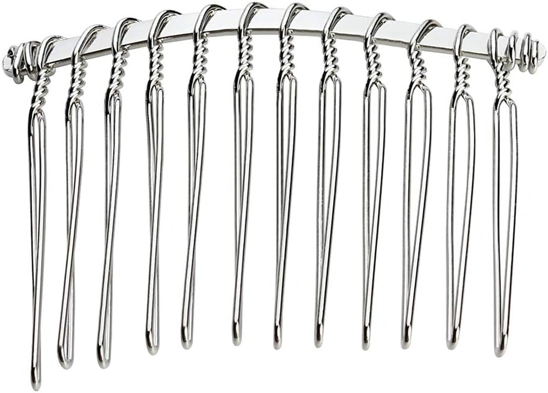 Baosity 10X Metal Plain Hair Combs Slides Side Combs for DIY Women Hair Accessories - Silver, as Described image number 5