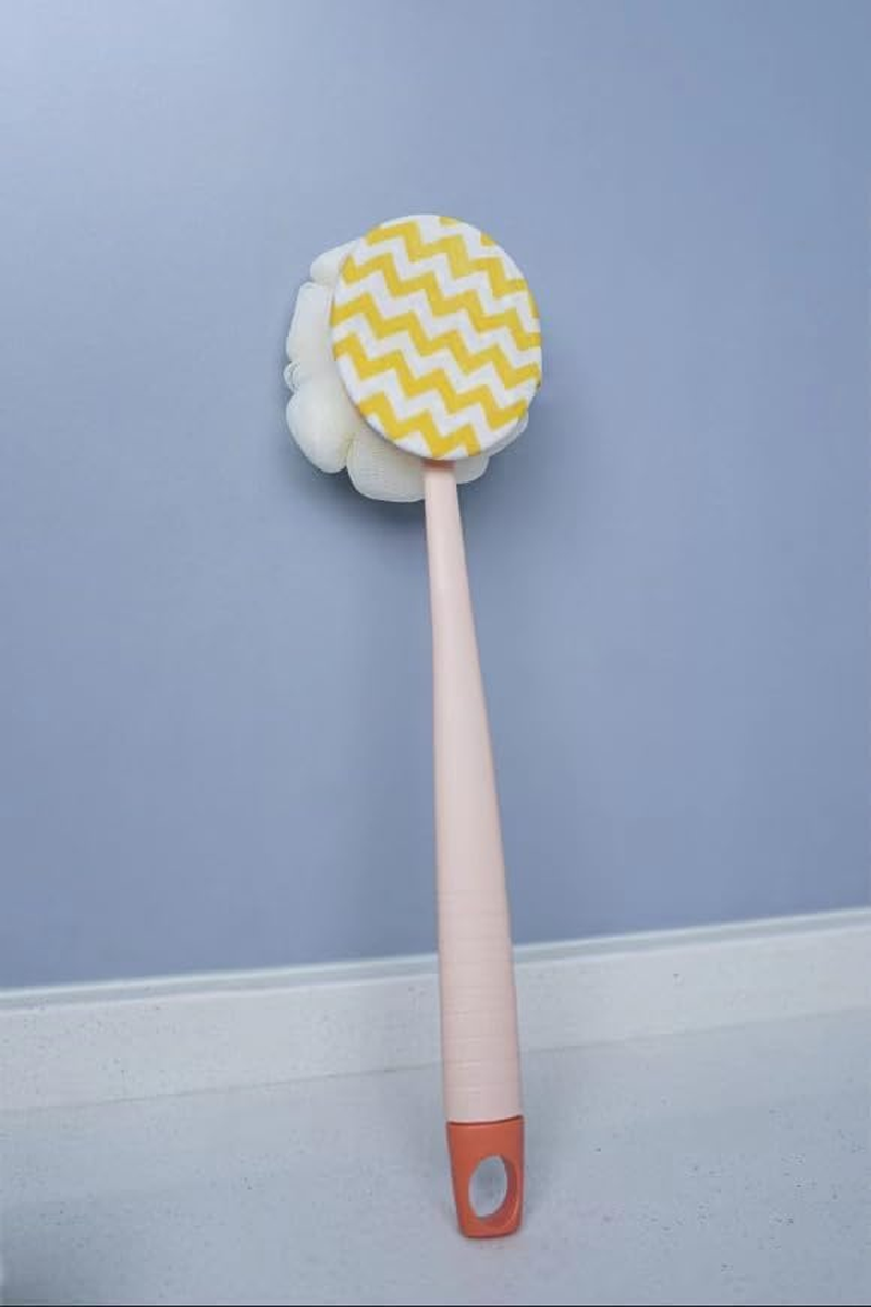 Long Handle Back Scrub Shower Net Sponge Double-Sided Shower Brush for Back Scrubbing, Soft Hair Long Handle Shower Brush for Skin Exfoliation Bath, Suitable for Wet or Dry Massage of Mane, Men and Women (Bath Cloth Pink) image number 2
