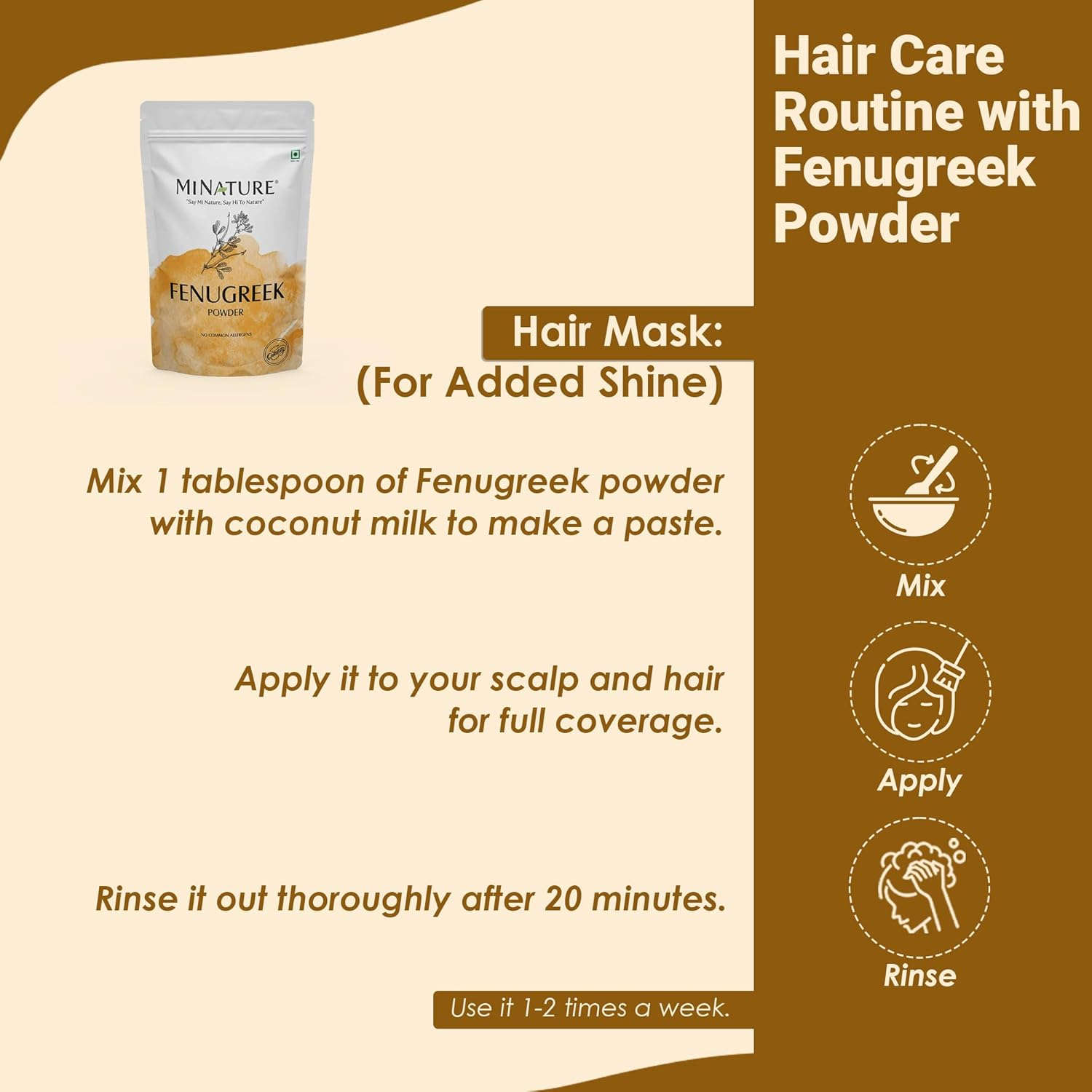 Orgnanic Fenugreek Powder(Trigonella Foenum) by Mi Nature|Methi Powder |Pure & Natural Free from Chemical | Used for Your Hair & Health Care | Digestion |100G(4 Oz) image number 1