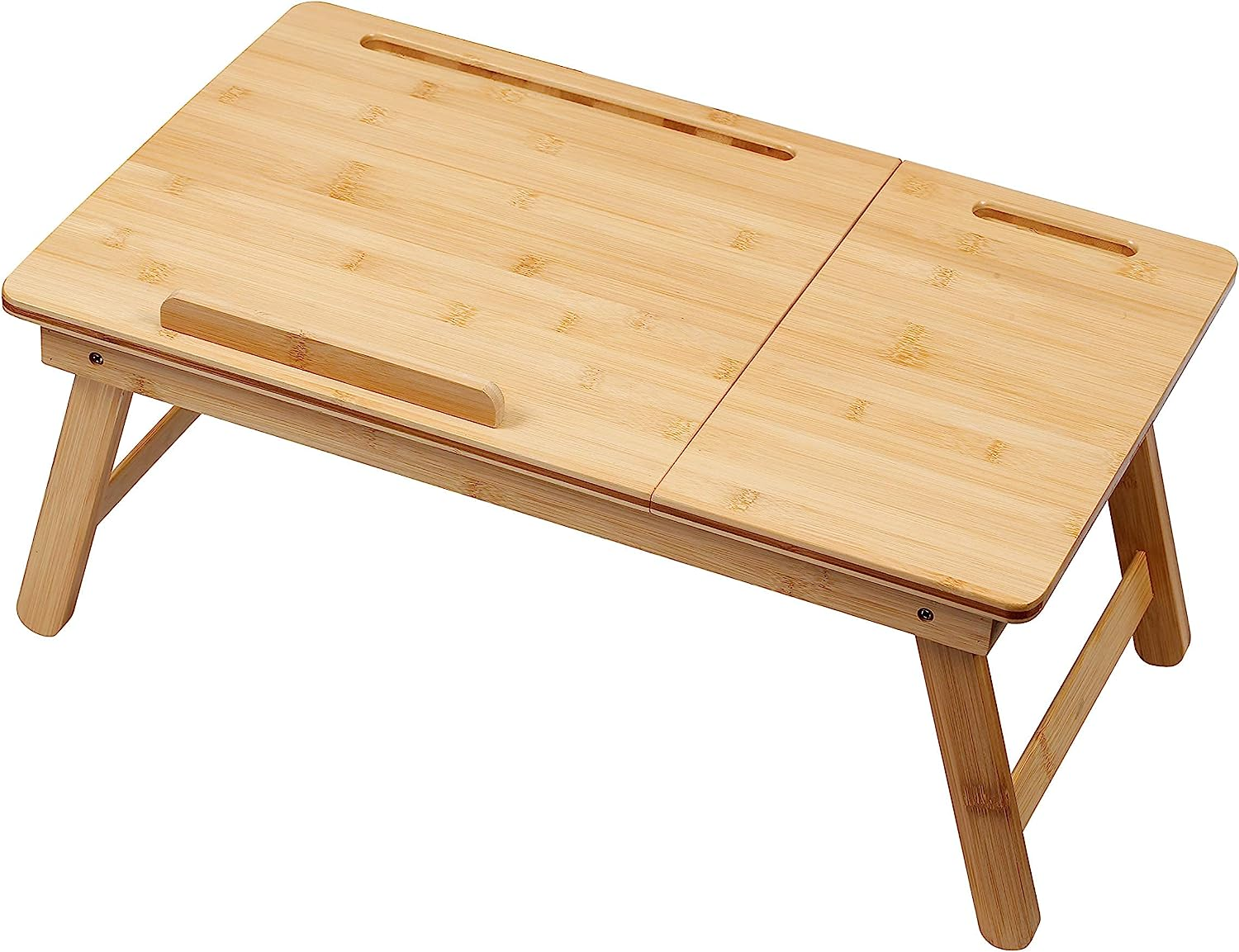 Bamboo Multi Tasking Laptop Bed Tray Multi-Position Adjustable Tilt Surface - Pull down Legs - Great for Computer Ipad Book Coloring Stand