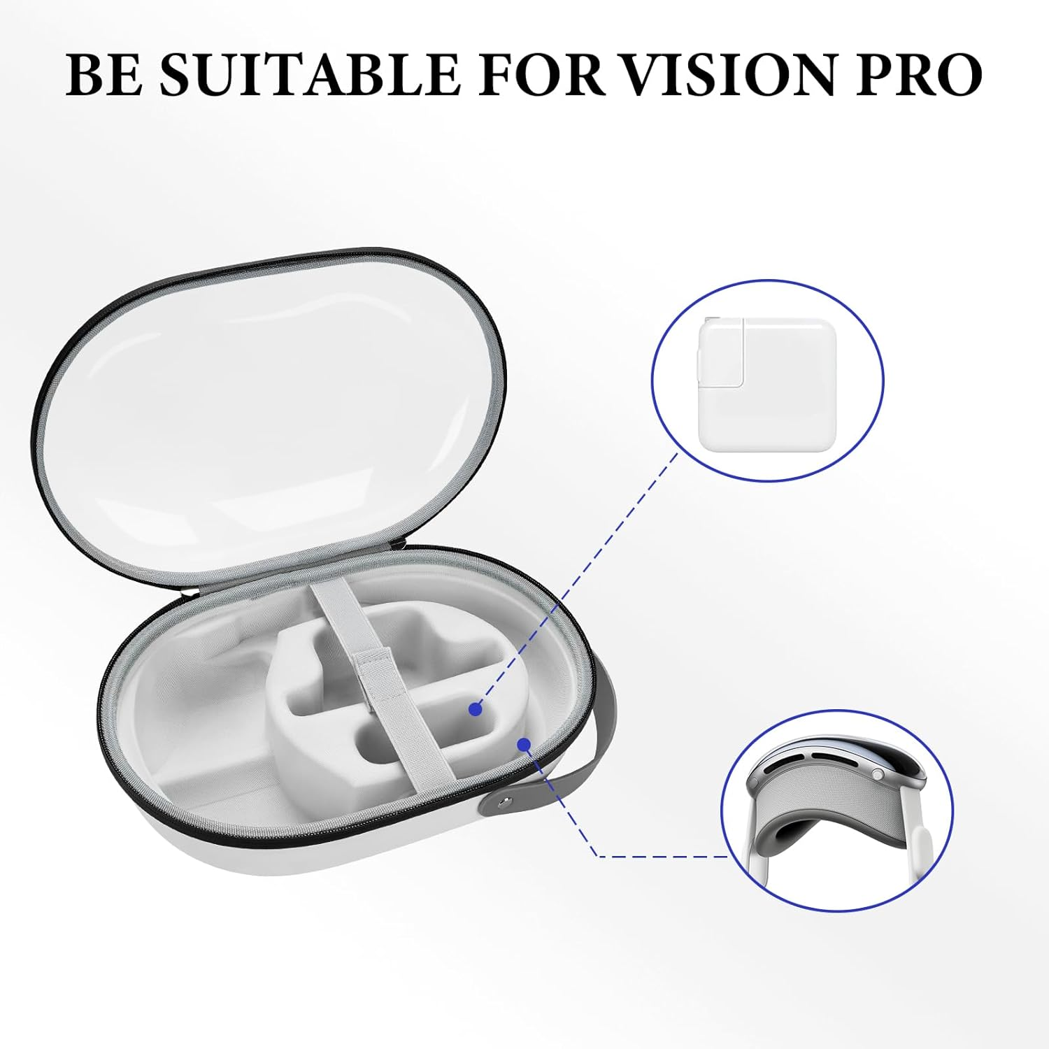 Geekria Shield Hard Carrying Case Compatible with APPL Vision Pro, Portable Bag Protect VR Device and Accessories, Drop and Scratch Proof Compact Travel Case for Vision Pro (Clear)