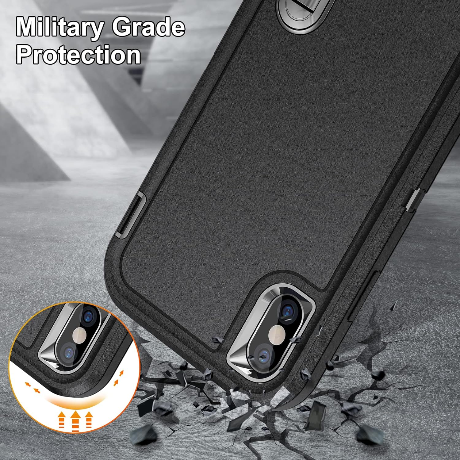 Shockproof Case for Iphone X Case with Kickstand,Military Grade Drop Protective,Heavy Duty Hard Back 3-Layer Protective Phone Cover for Iphone X (Black) image number 2