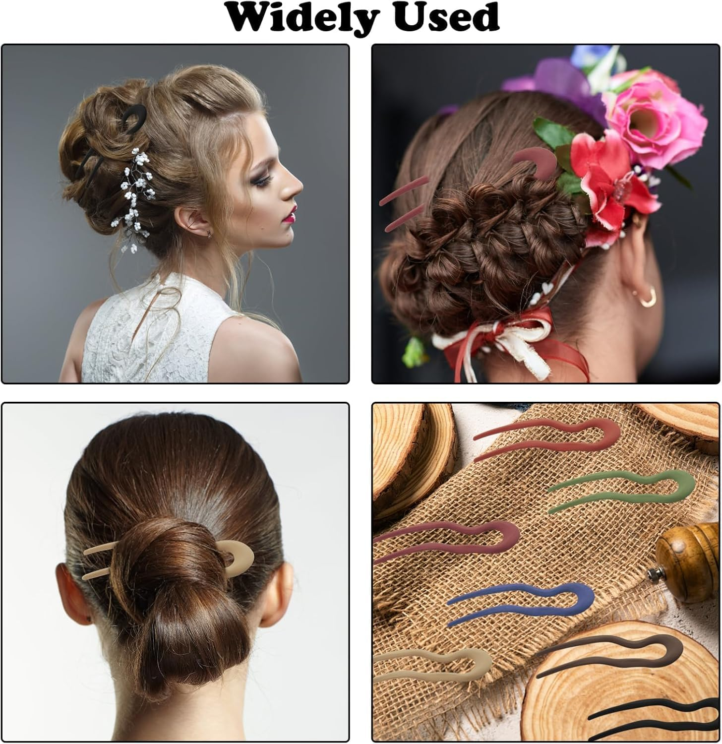 Frosted U Shaped French Hairpin, 6Pc Wavy U Shaped Frosted Twist Hairpins, French Twist Hair Pin U Shaped Hair Pin Forks for Women image number 4