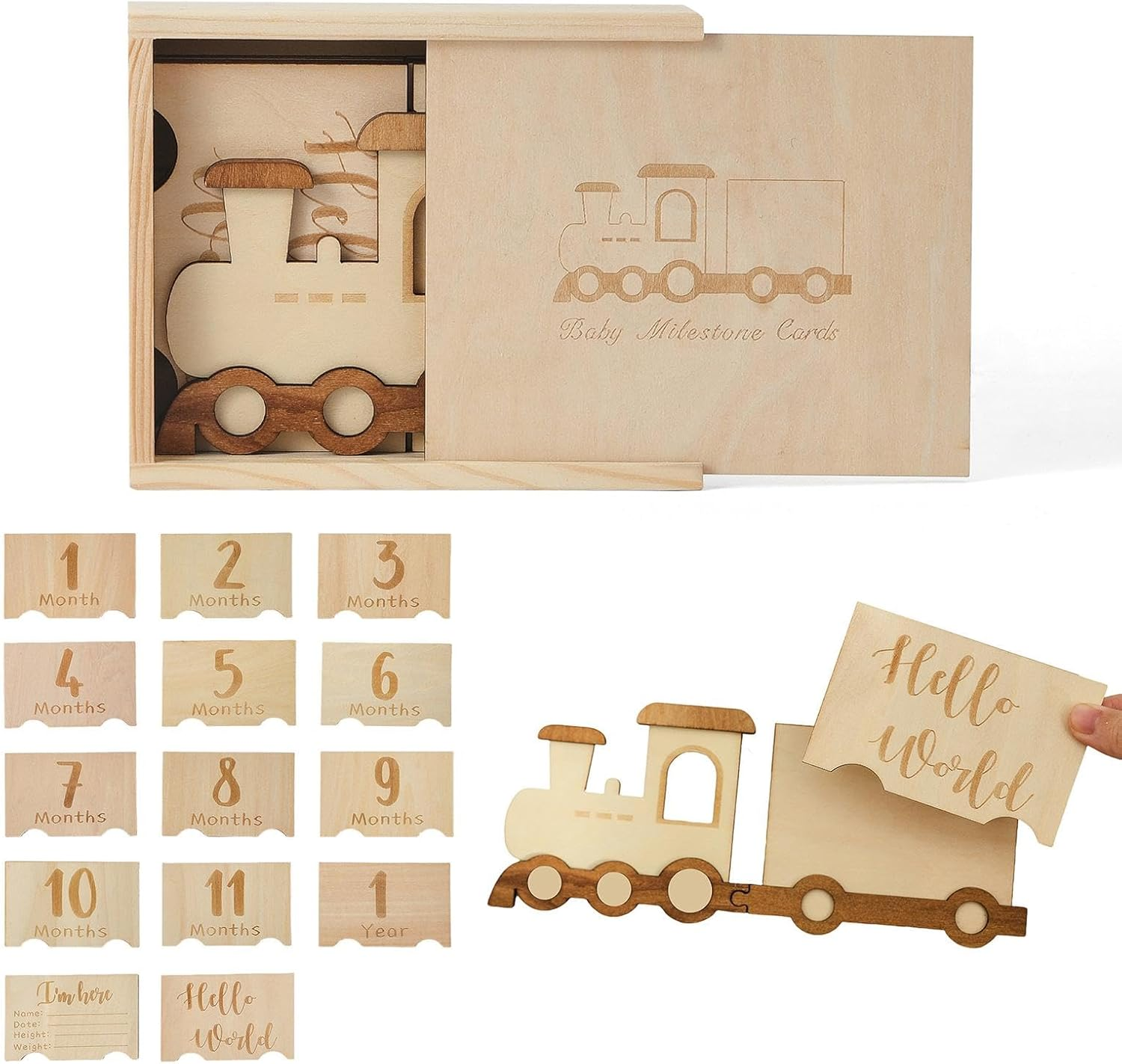 Wooden Baby Milestone Photo Frame for Baby Shower Week Month Year Keepsake image number 3