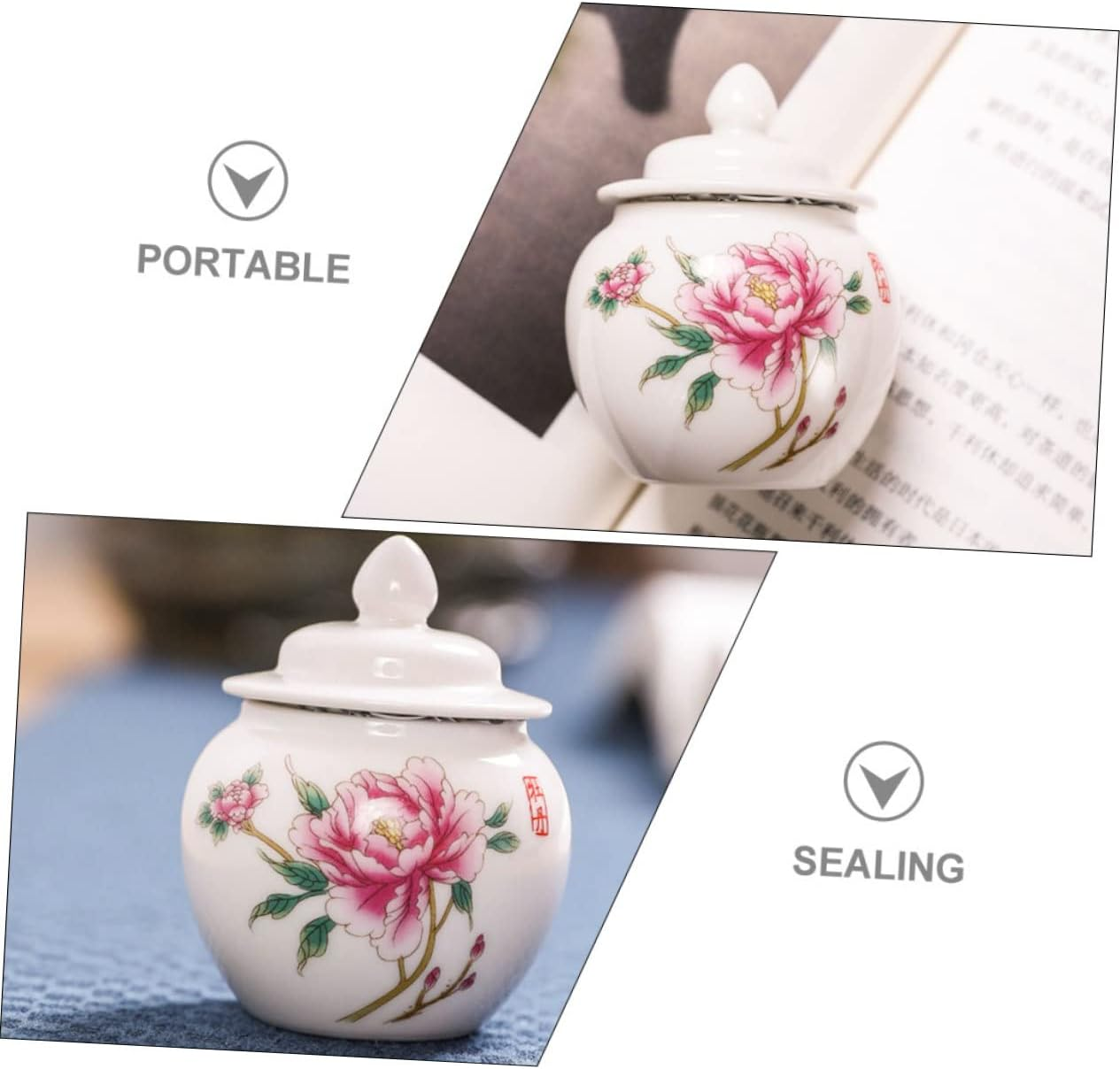 Angoily Ceramic Multi-Function Tea Canister Stylish Storage Jar for Home Travel Organization Elegant Design Airtight Seal Capacity for Tea Sugar More image number 1