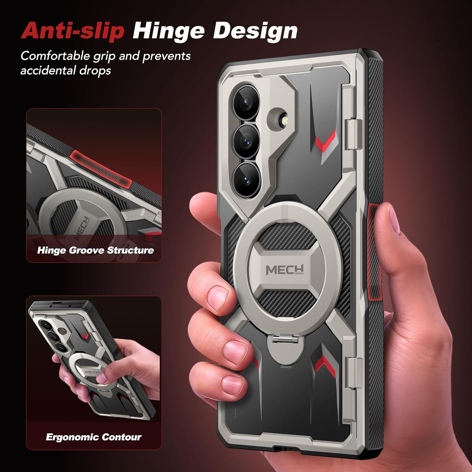 TONGATE 360&deg; Spin Magnetic Stand for Z Fold 7 Case with Privacy Screen Protector, [Compatible with Magsafe] [Anti Spy] [360&deg; Ring Holder] Full-Body Shockproof Case for Samsung Galaxy Z Fold 7, Tigray image number 6