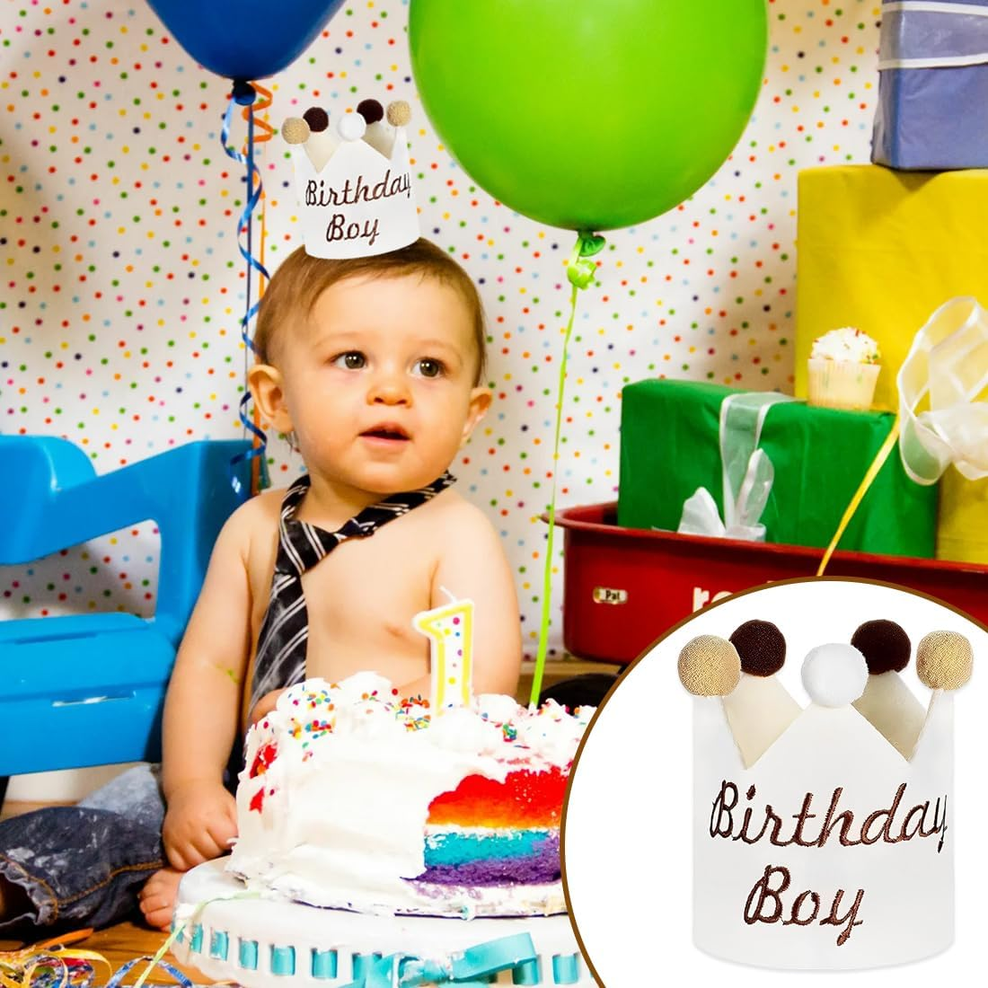 Muslin Birthday Crown, Reversible Crown for Girls and Boys, Children'S Birthday Crown image number 4