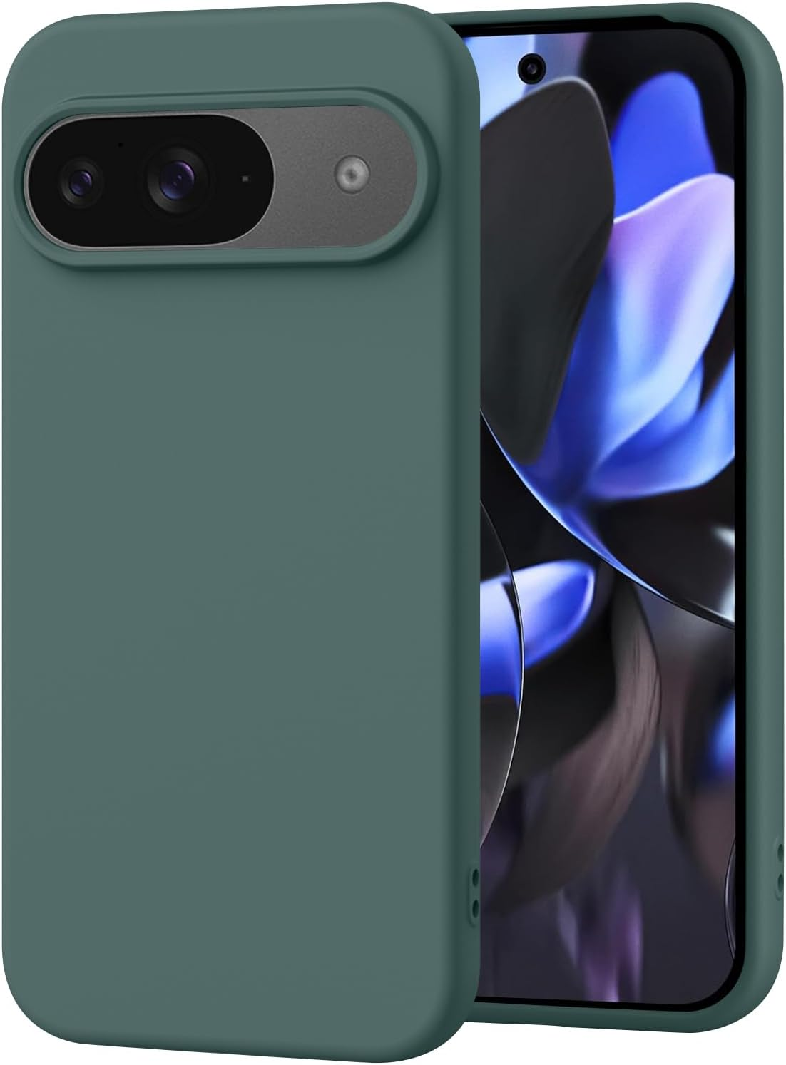 Case for Google Pixel 9/9 Pro 2024 6.3",Liquid Silicone Slim Full-Body Protective Phone Case Cover,Rugged Anti-Drop Shockproof Scratch Protective Case (Green)