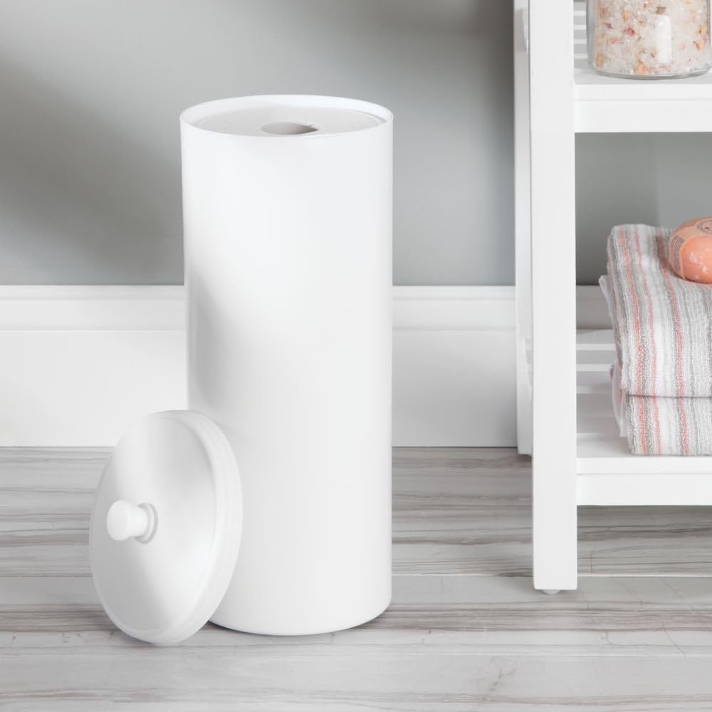 Interdesign Kent Free Standing Toilet Paper Roll Holder for Bathroom Storage - White image number 1