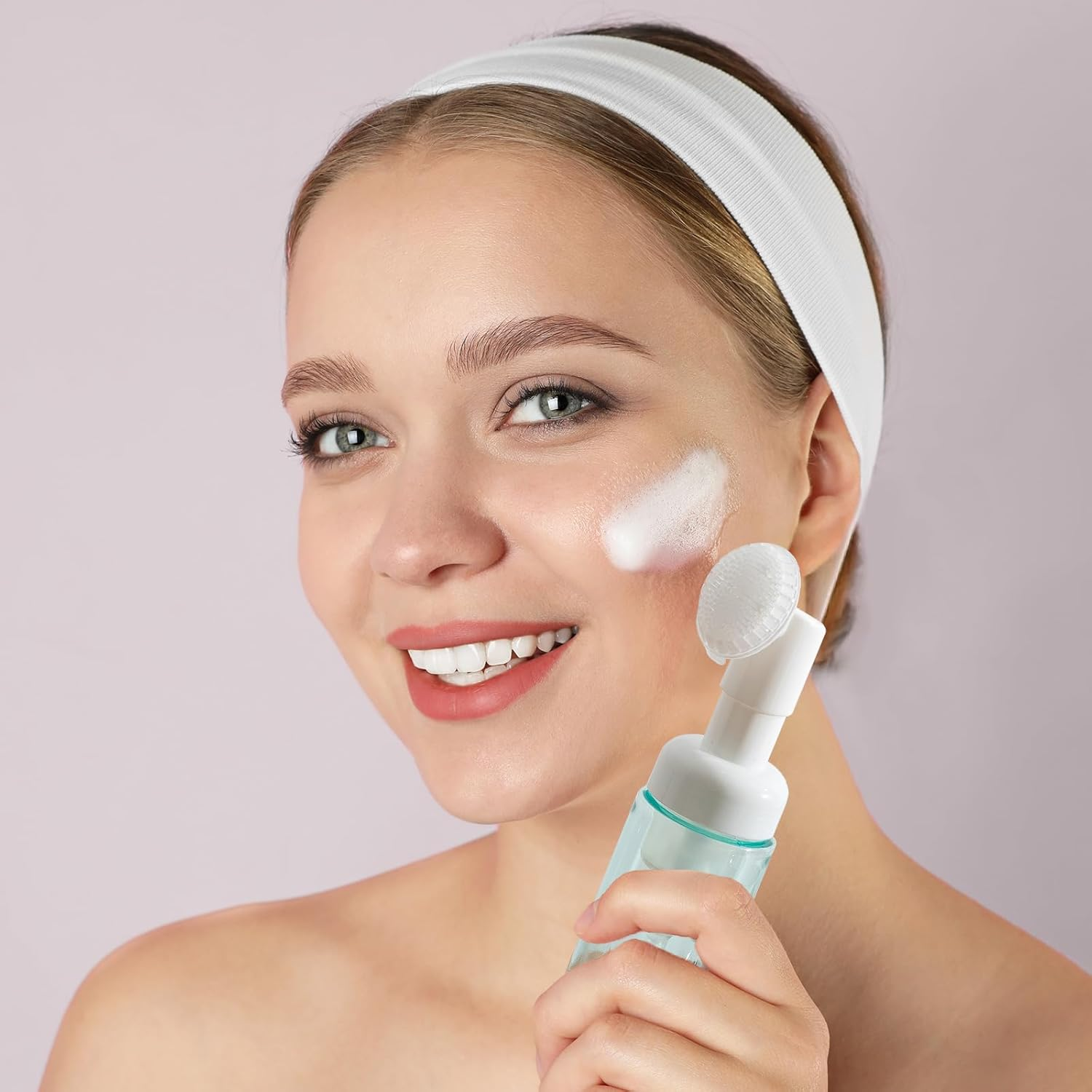 Owlyee 2Oz Foam Bottle (3PCS) with Brush, Empty Foaming Pump Dispenser for Hand Soap, Lash Cleanser, Shampoo to Travel (60Ml, Green) - Clear image number 2