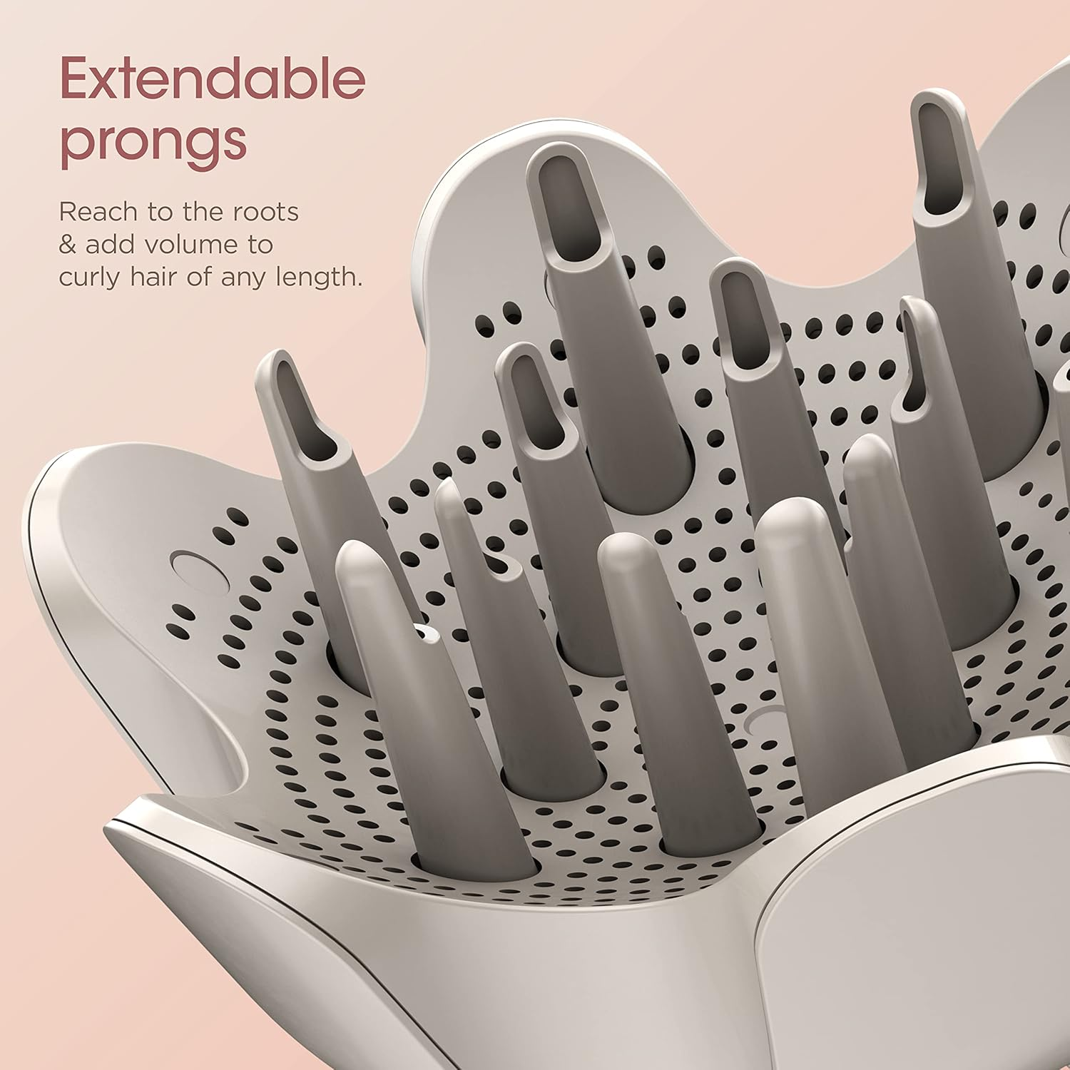 Shark XSKHD4DA Flexstyle Curl-Defining Diffuser, Attachment for Shark Flexstyle Blow Dryers, Styling Tool for Wavy, Curly, and Coily Hair, Enhance Natural Curls, Extendable Prongs, Stone image number 6